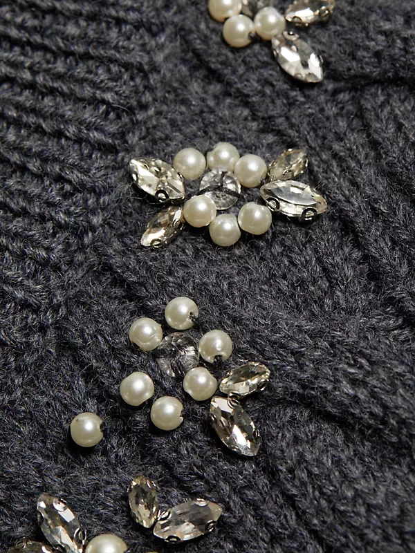 Express V-Neck Embellished Rhinestone Button Cardigan Black Women's S