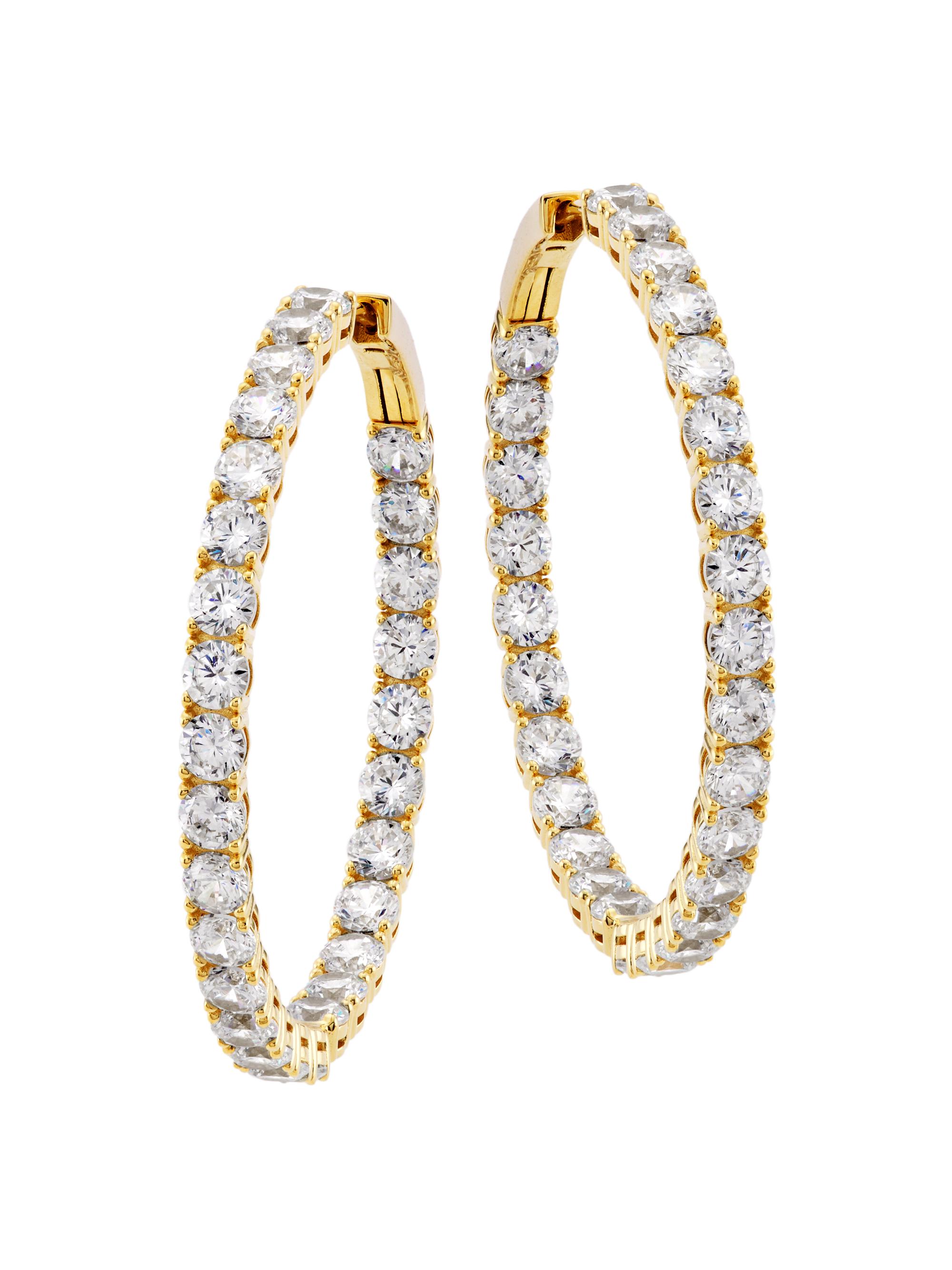 Adriana Orsini Women's Tennis Perfect 18K Gold-Plated & Cubic Zirconia Inside-Out Hoop Earrings - Gold