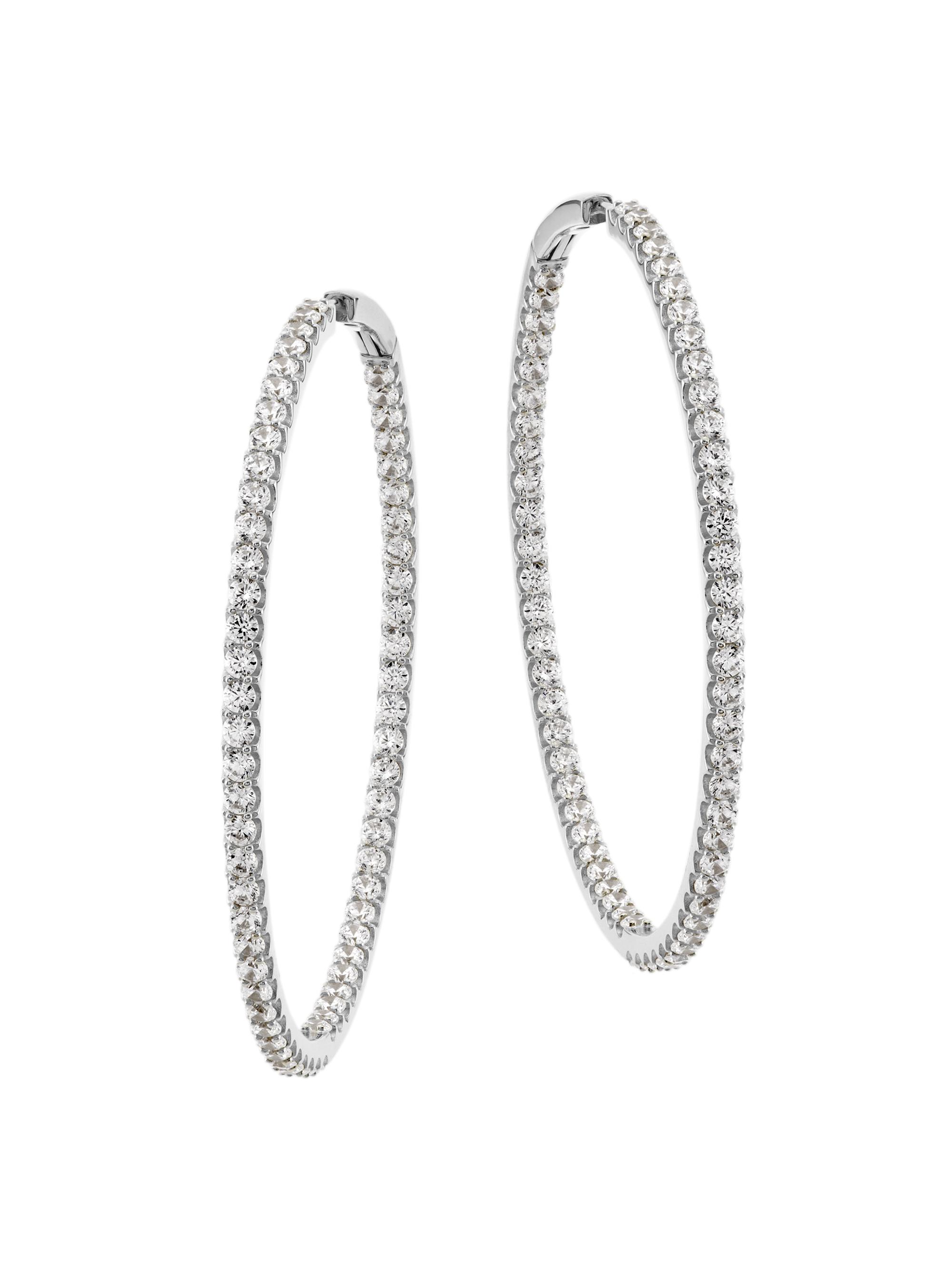 Adriana Orsini Women's Tennis Perfect Sterling Silver & Cubic Zirconia Inside-Out Hoops - Silver