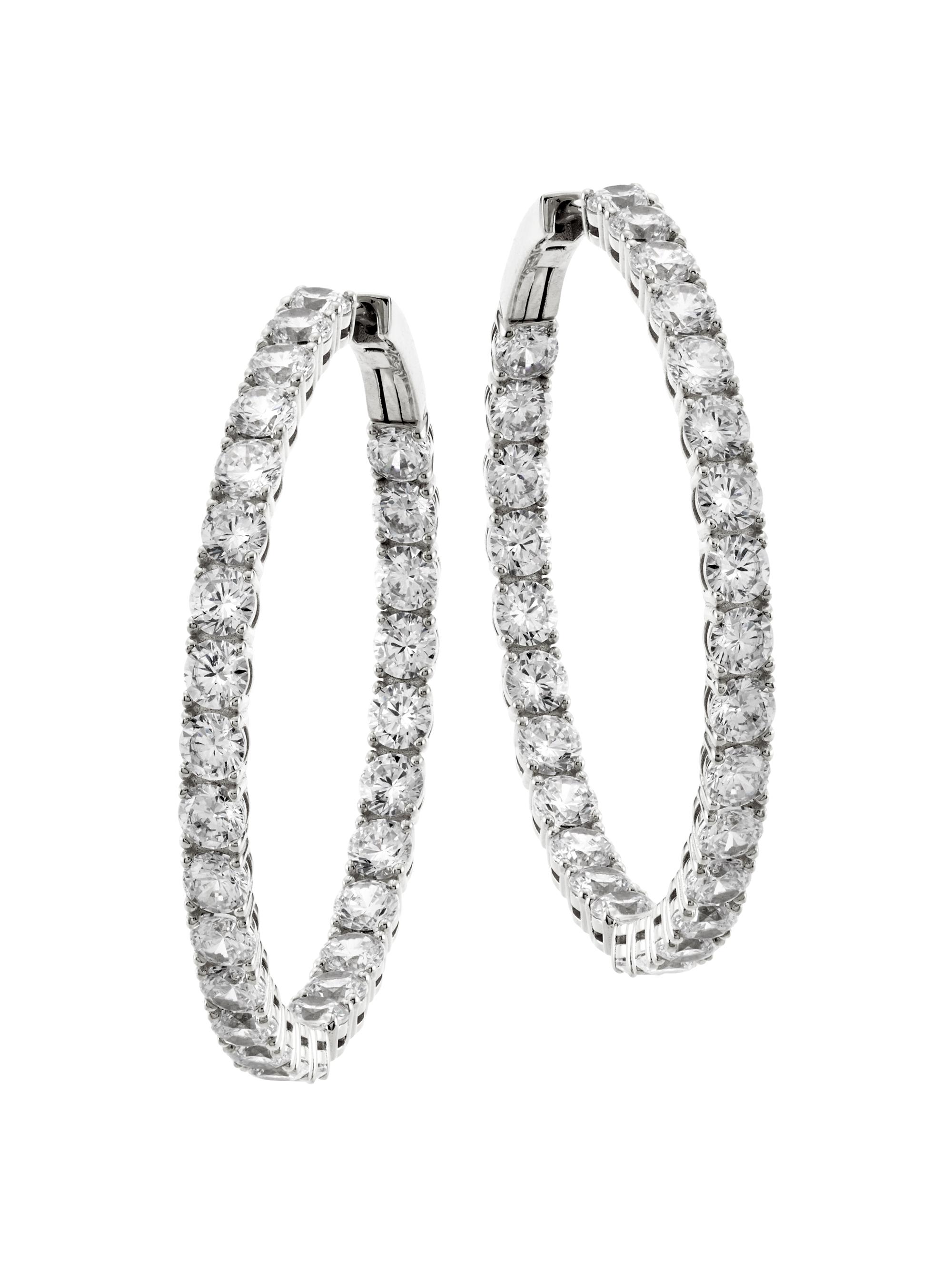 Adriana Orsini Women's Tennis Perfect Sterling Silver Inside-Out Hoop Earrings - Silver