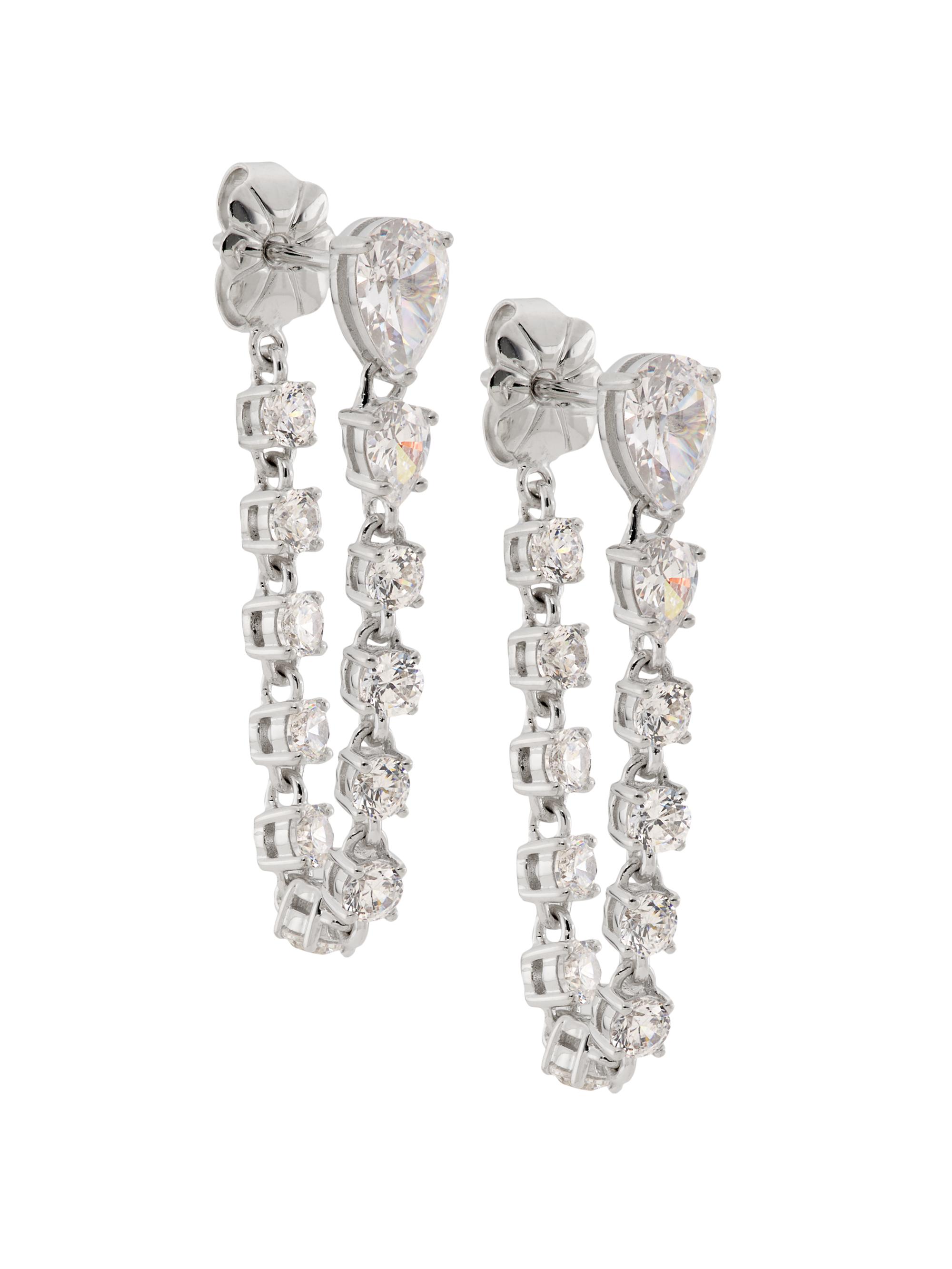 Adriana Orsini Women's Tennis Rhodium-Plated & Cubic Zirconia Chain Drop Earrings - Silver