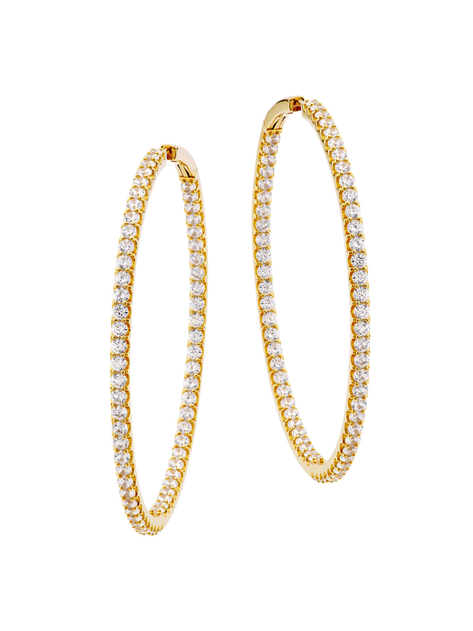 Adriana Orsini Women's Tennis Perfect 18K Gold-Plated & Cubic Zirconia Inside-Out Hoop Earrings - Gold