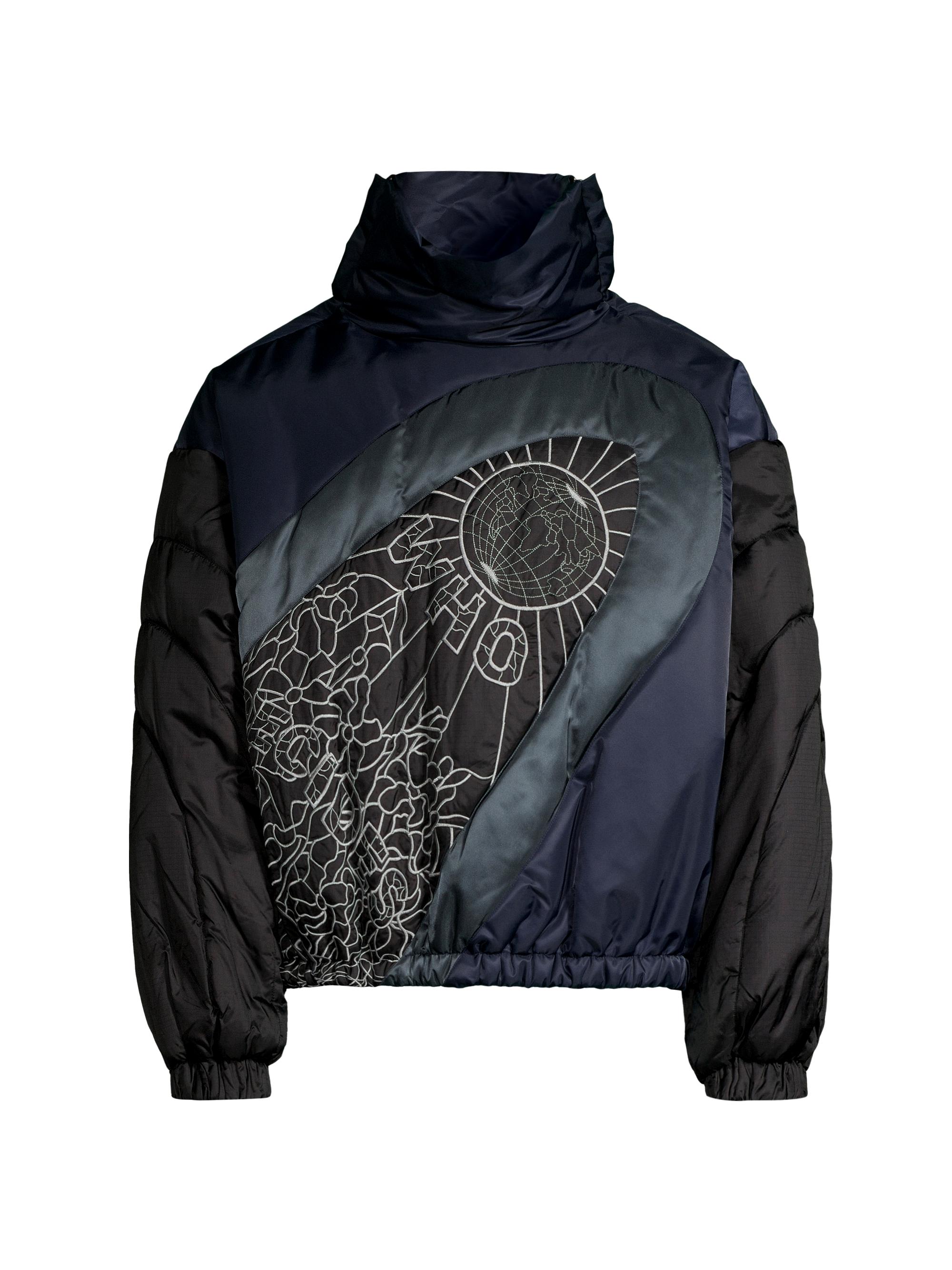 Who Decides War Men's Diagonal Glass Puffer Jacket - Indigo