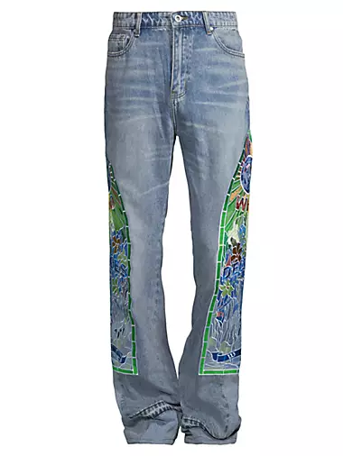 Louis Vuitton® Made To Order Embroidered Monogram Baggy Denim Pants Black.  Size 38 in 2023