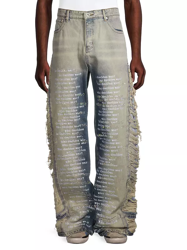 Who Decides War Men's Ultra Flare Distressed Five-Pocket Jeans - Indigo - Size 32