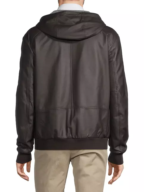 Shop Corneliani Leather Hooded Bomber Jacket | Saks Fifth Avenue