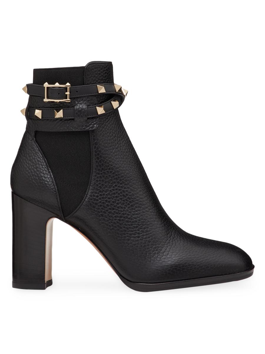 ショートブーツ・ブーティ Valentino Garavani Black Leather Ankle Boots 0400022332667_BLACK?wid=600&