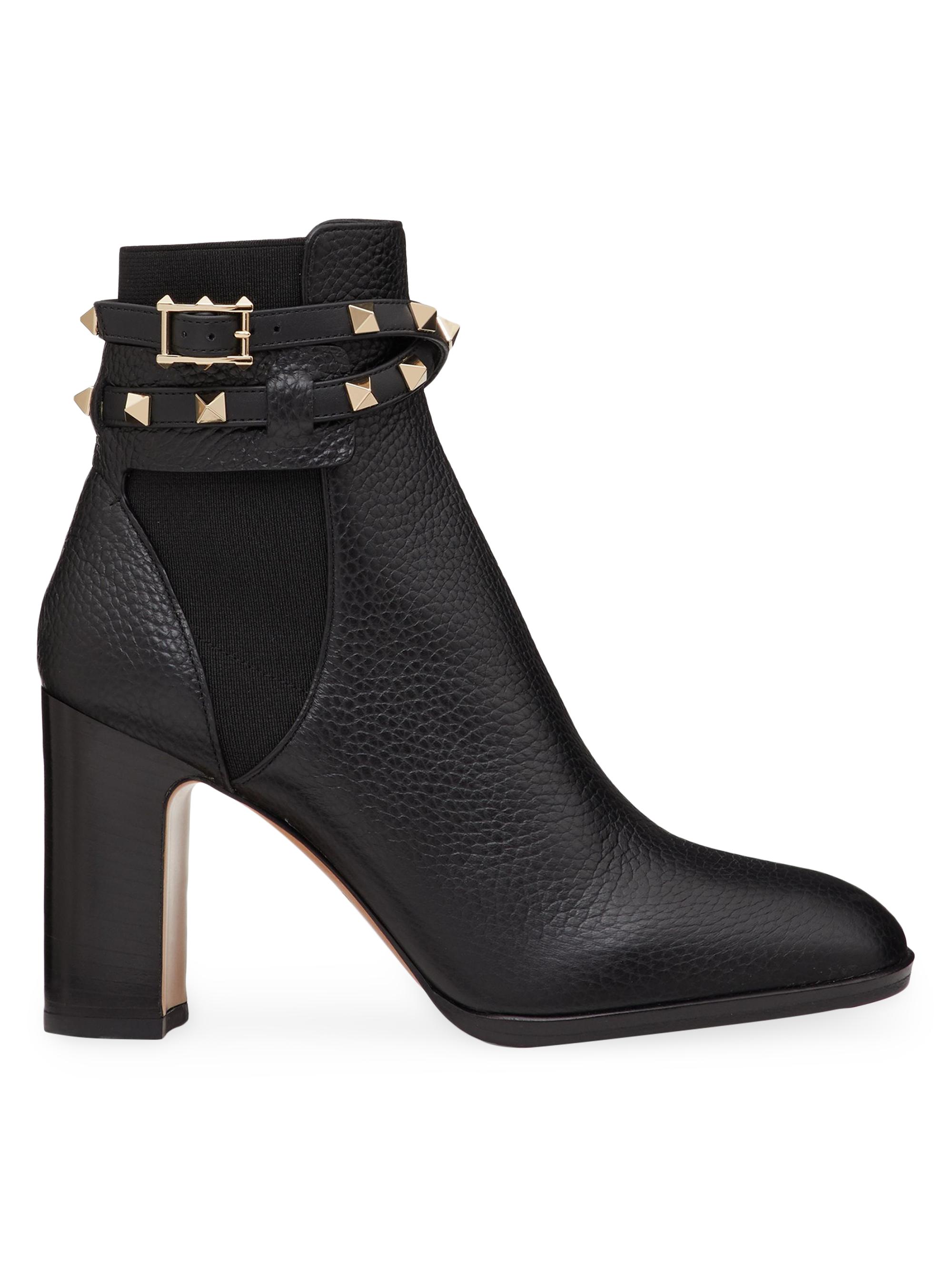 Valentino Garavani Rockstud Grainy Calfskin Ankle Boots | Saks