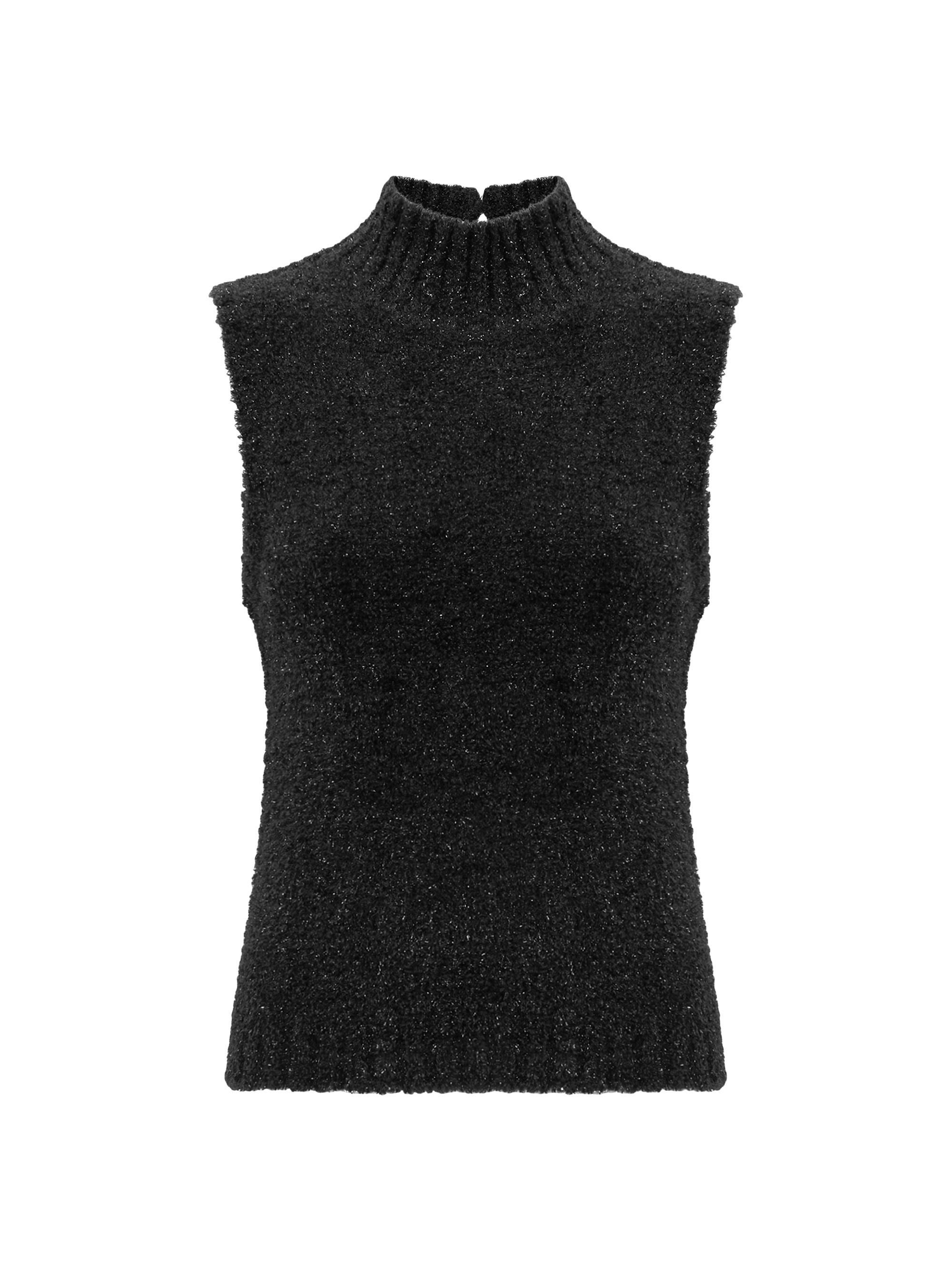 Reiss Women's Georgia Shimmer Sleeveless Sweater - Black