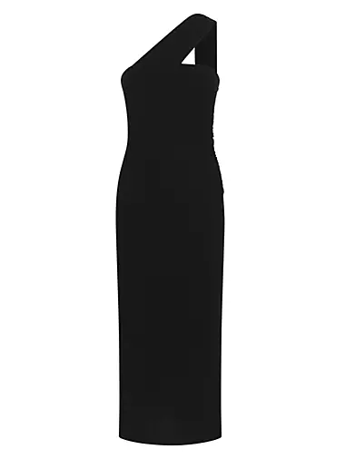 Abbey Velvet One-Shoulder Midi-Dress