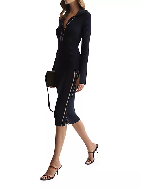 Shop Reiss Michelle Rib-Knit Bodycon Midi-Dress