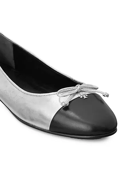 black and white chanel flats