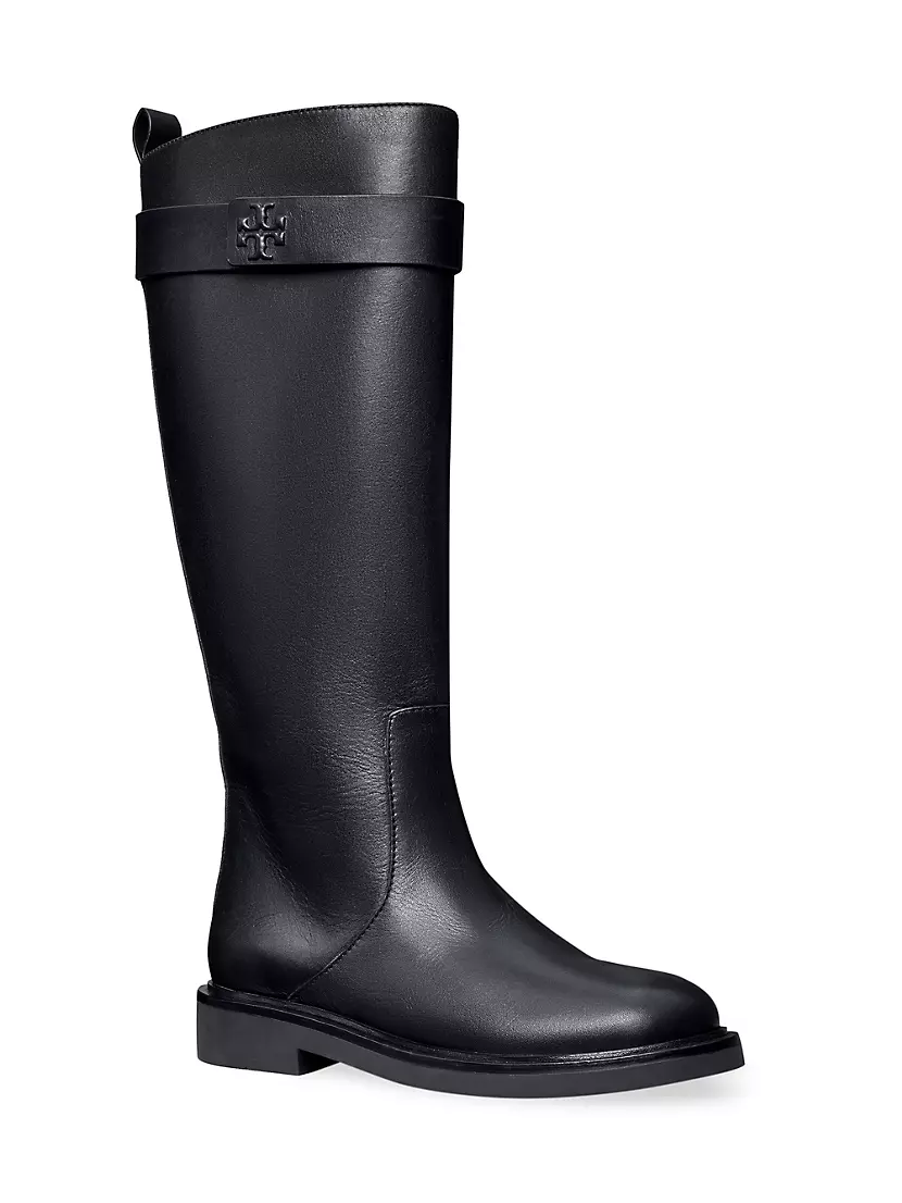 Shop Tory Burch Double T Leather Riding Boots | Saks Fifth Avenue