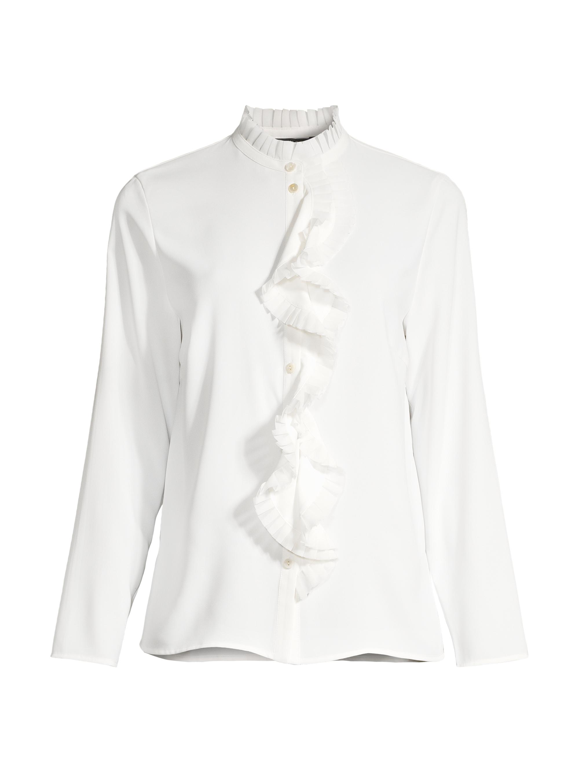 Misook Women's Ruffle-Embellished Crepe Blouse - White