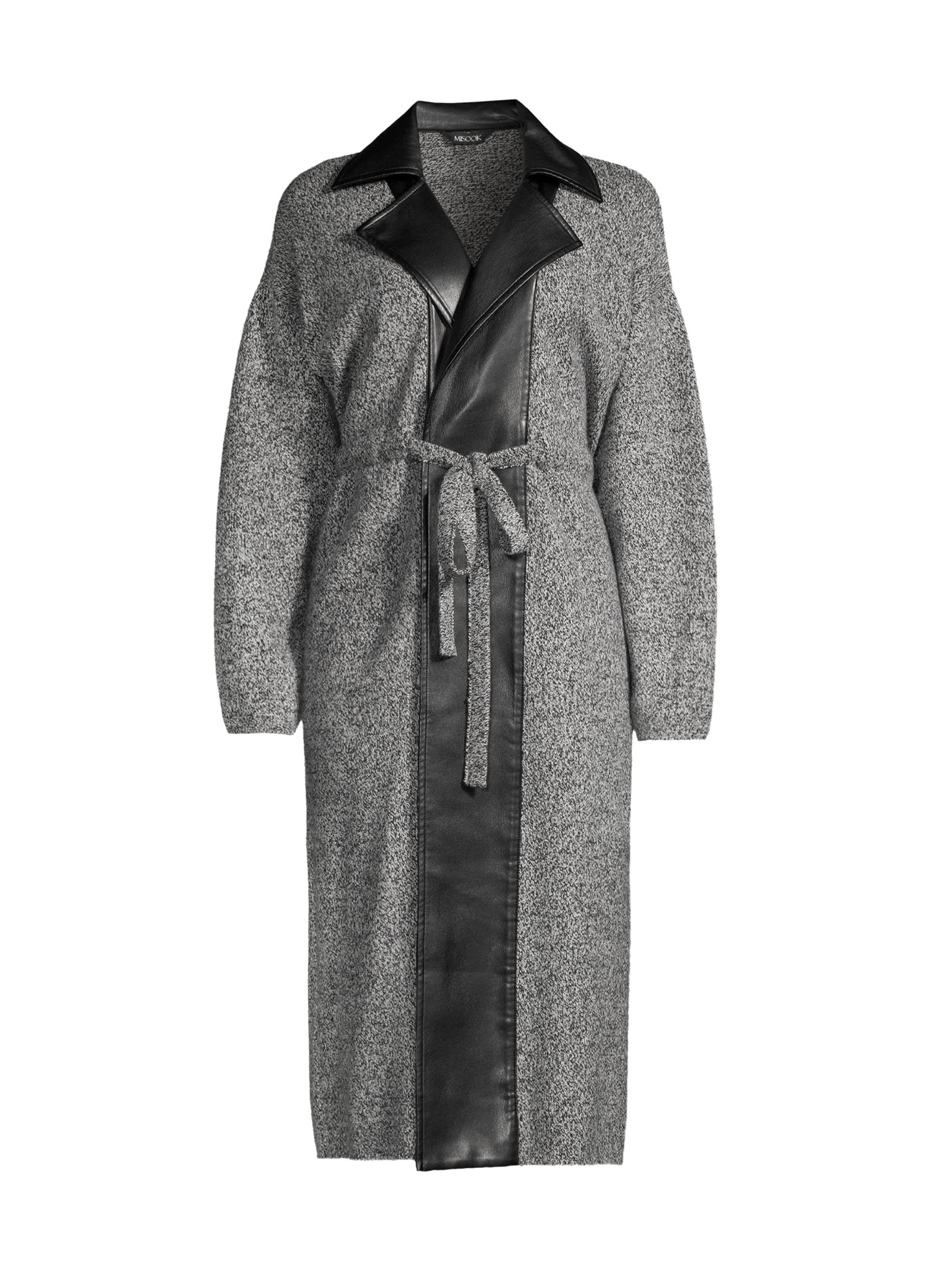 Misook Women's Mixed-Media Tie-Waist Jacket - Black New