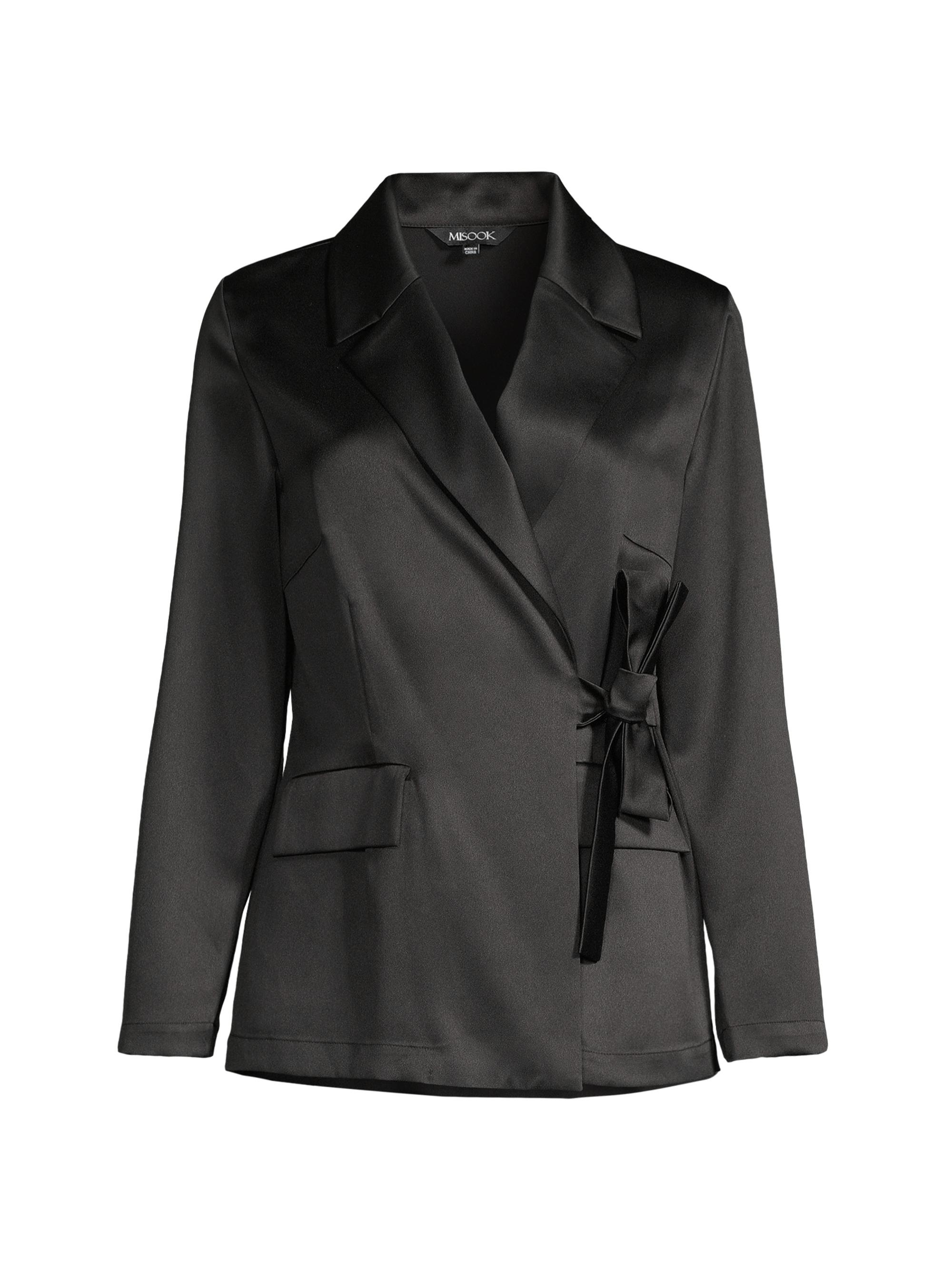 Misook Women's Crepe Side-Tie Wrap Blazer - Black