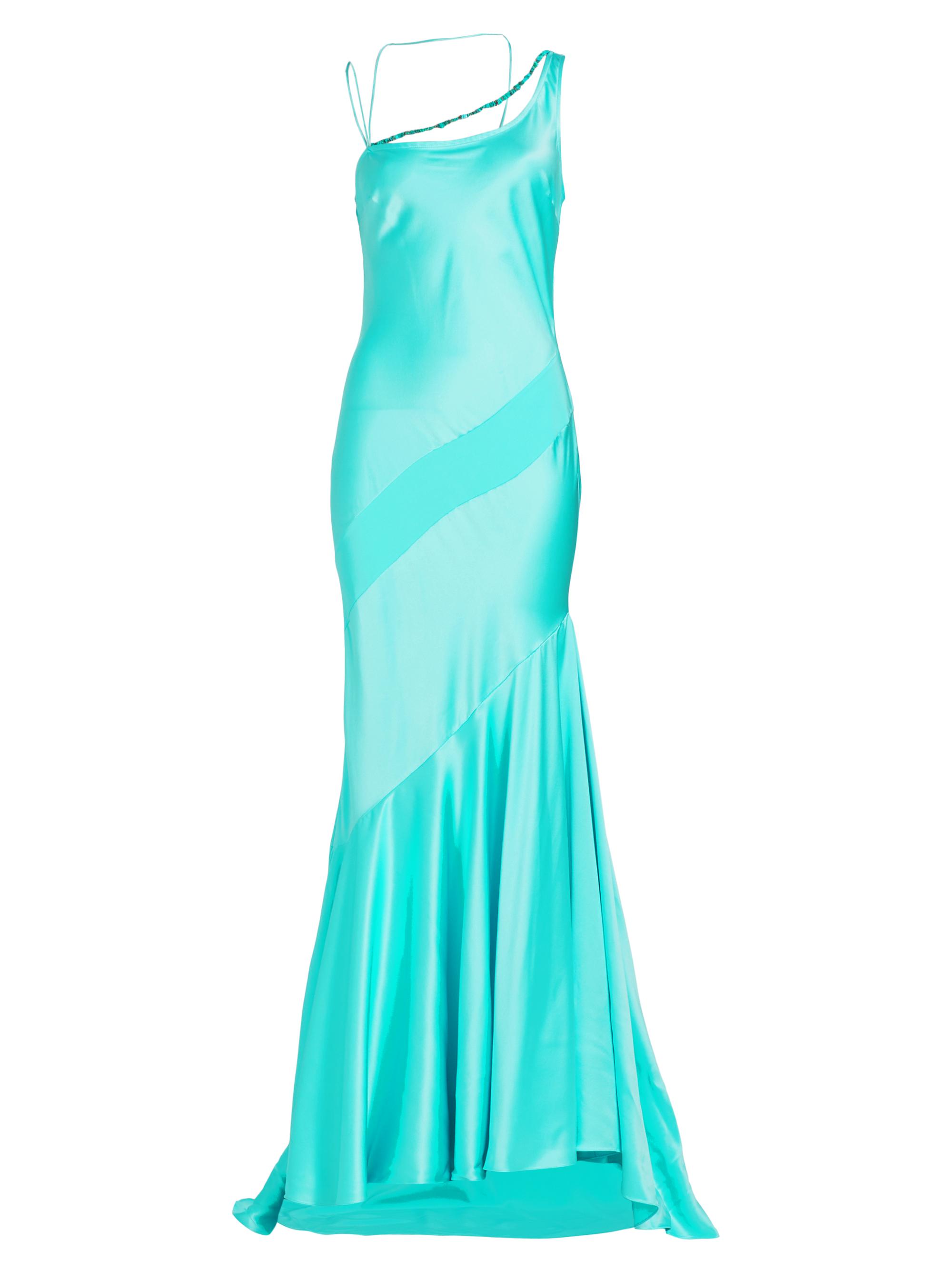 Alejandra Alonso Rojas Women's Beaded Silk Bias-Cut Gown - Teal