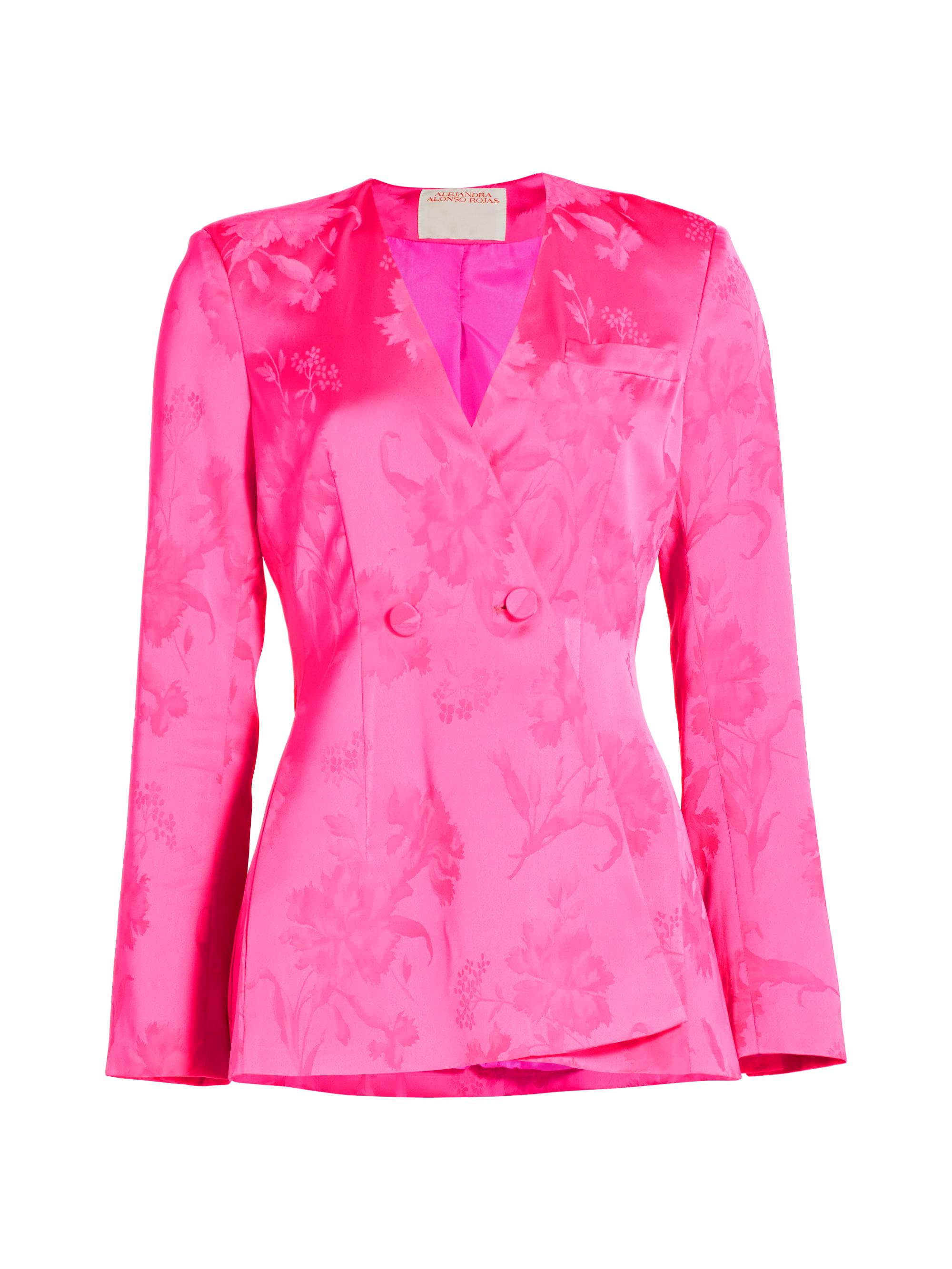Alejandra Alonso Rojas Women's Double-Breasted Silk Jacquard Jacket - Fuchsia
