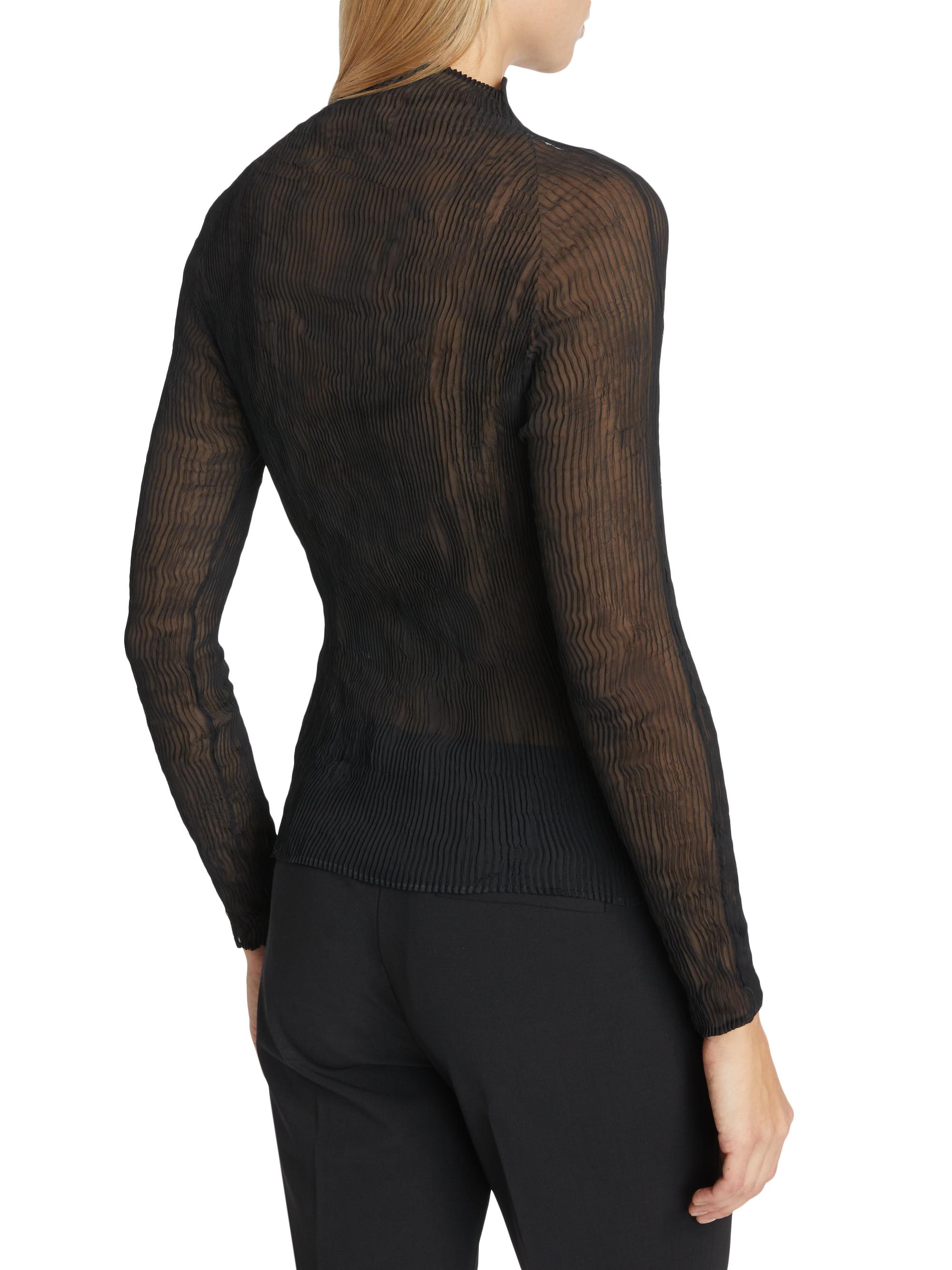 【最終価格/美品】me ISSEY MIYAKE エアリーシースルー ブラック Issey Miyake Chiffon Twist Plissé Blouse | Saks Fifth Avenue