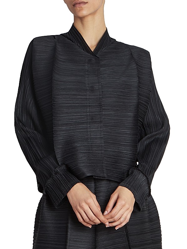 Shop Pleats Please Issey Miyake Bounce Button-Front Jacket Shop Pleats Please Issey Miyake Bounce Button-Front Jacket