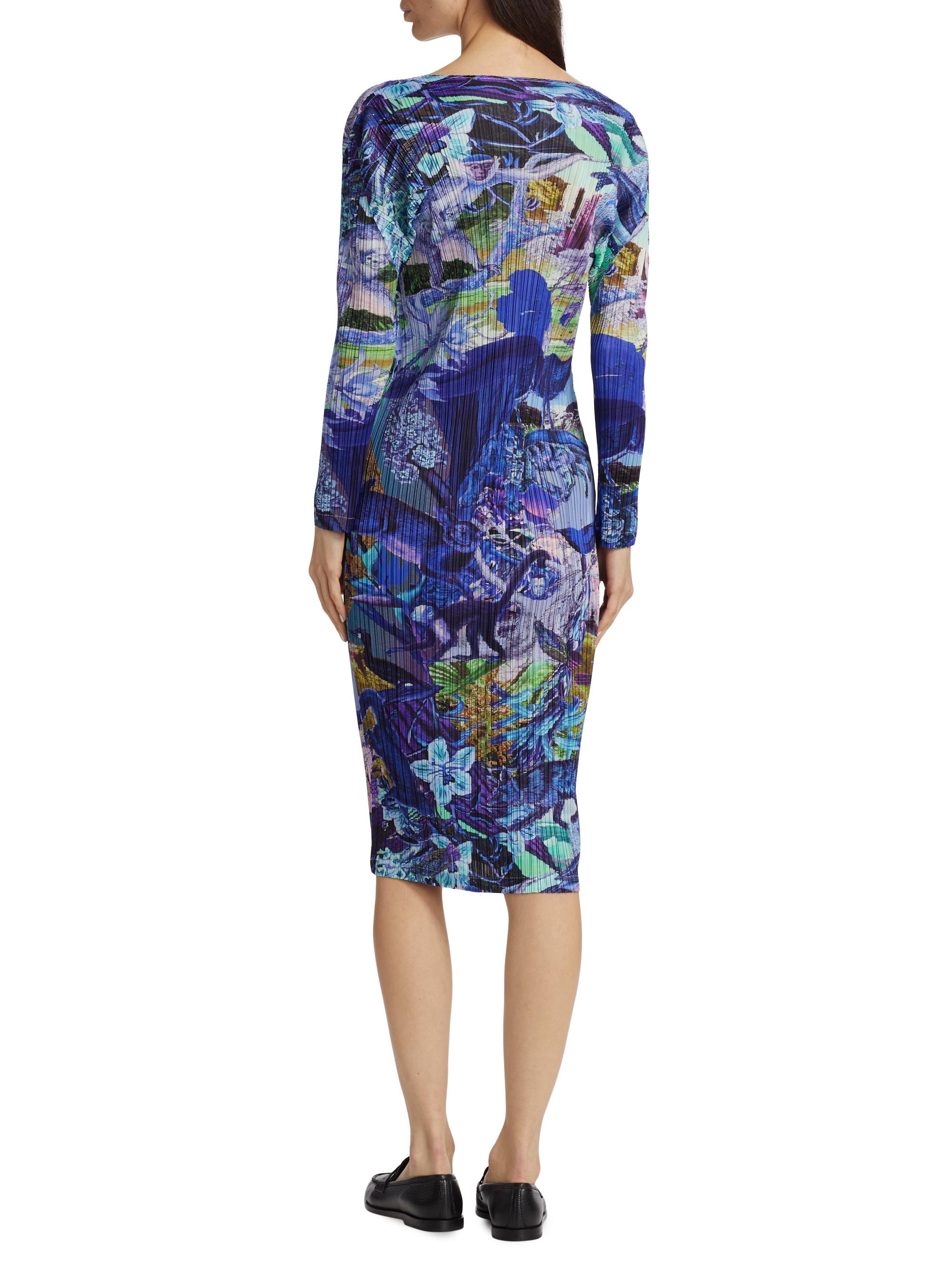 【AMERI】SOFIA PLEATS DRESS Pleats Please Issey Miyake Aurora Jungle Print Dress | Saks Fifth
