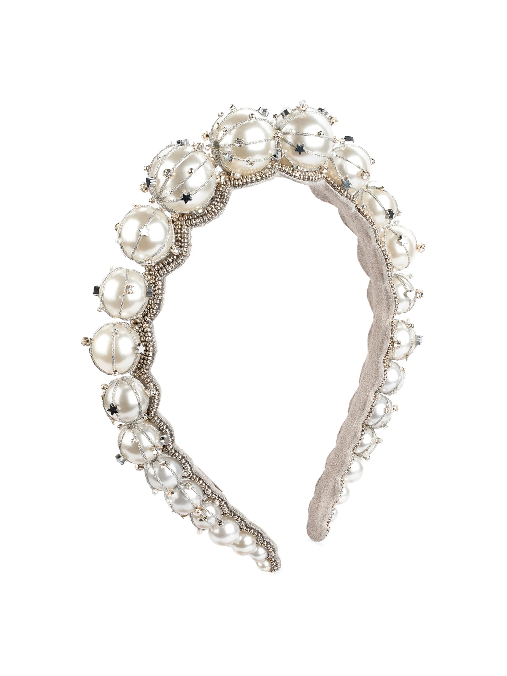 Deepa Gurnani Women's Czar Imitation Pearl Headband - Silver