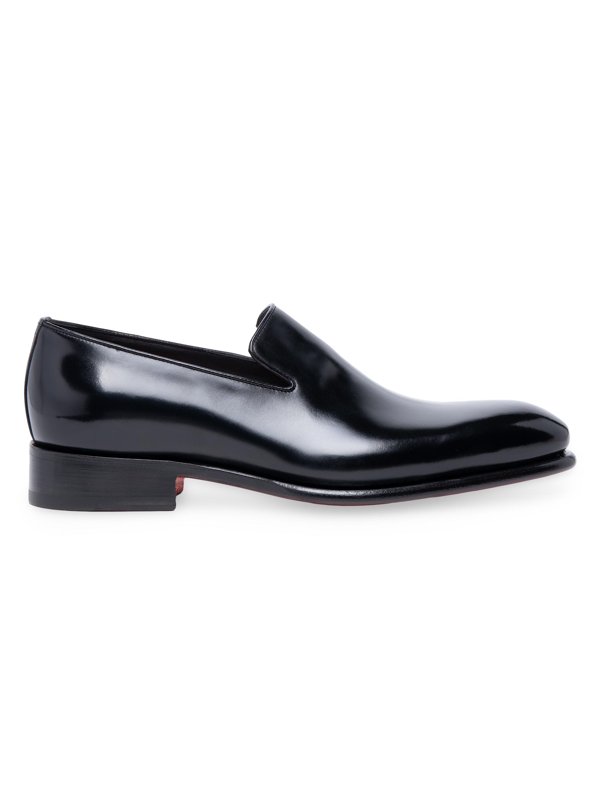 Santoni Men's Slip-On Leather Loafers - Black