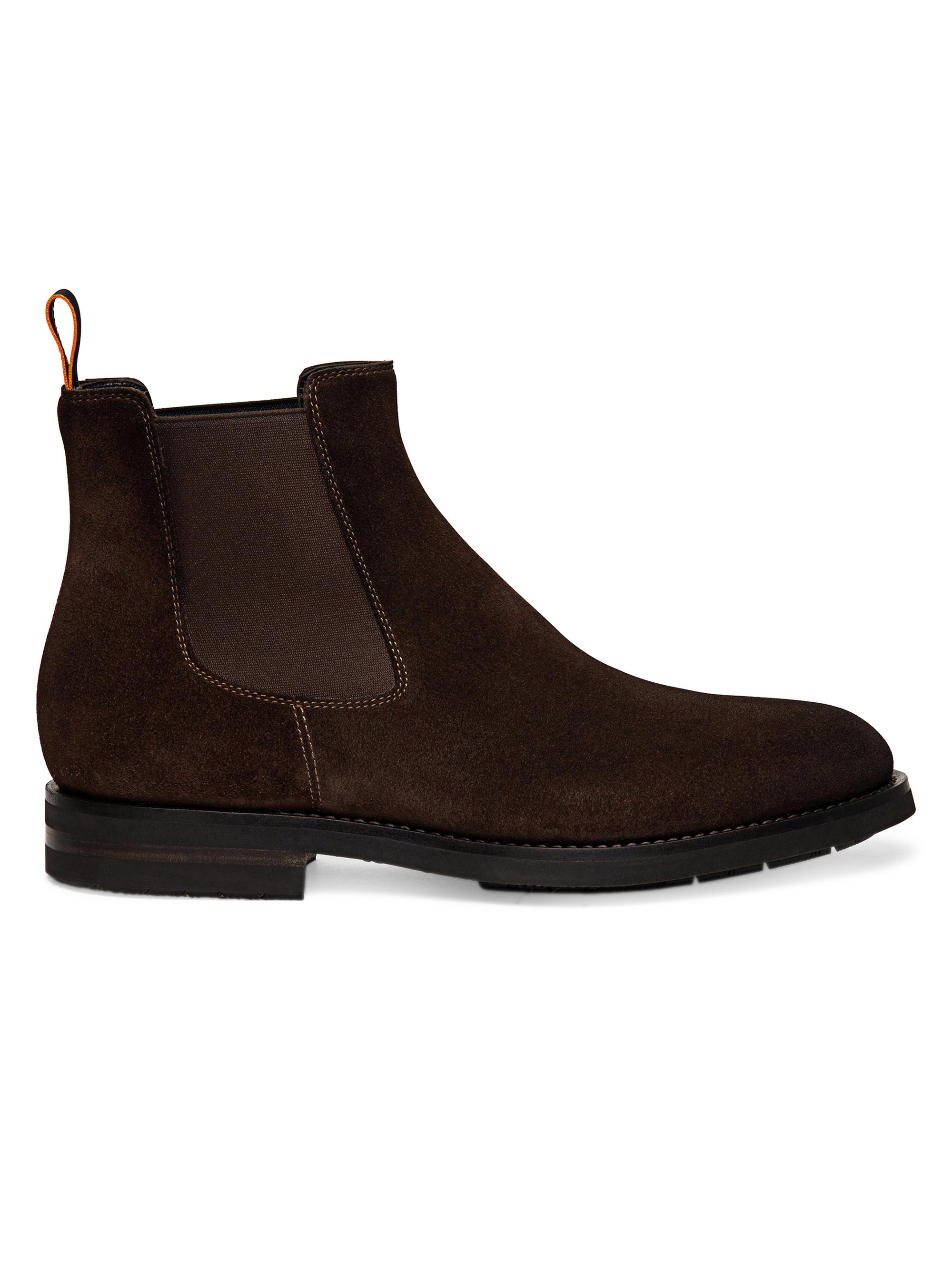 Santoni Men's Suede Chelsea Boots - Dark Brown