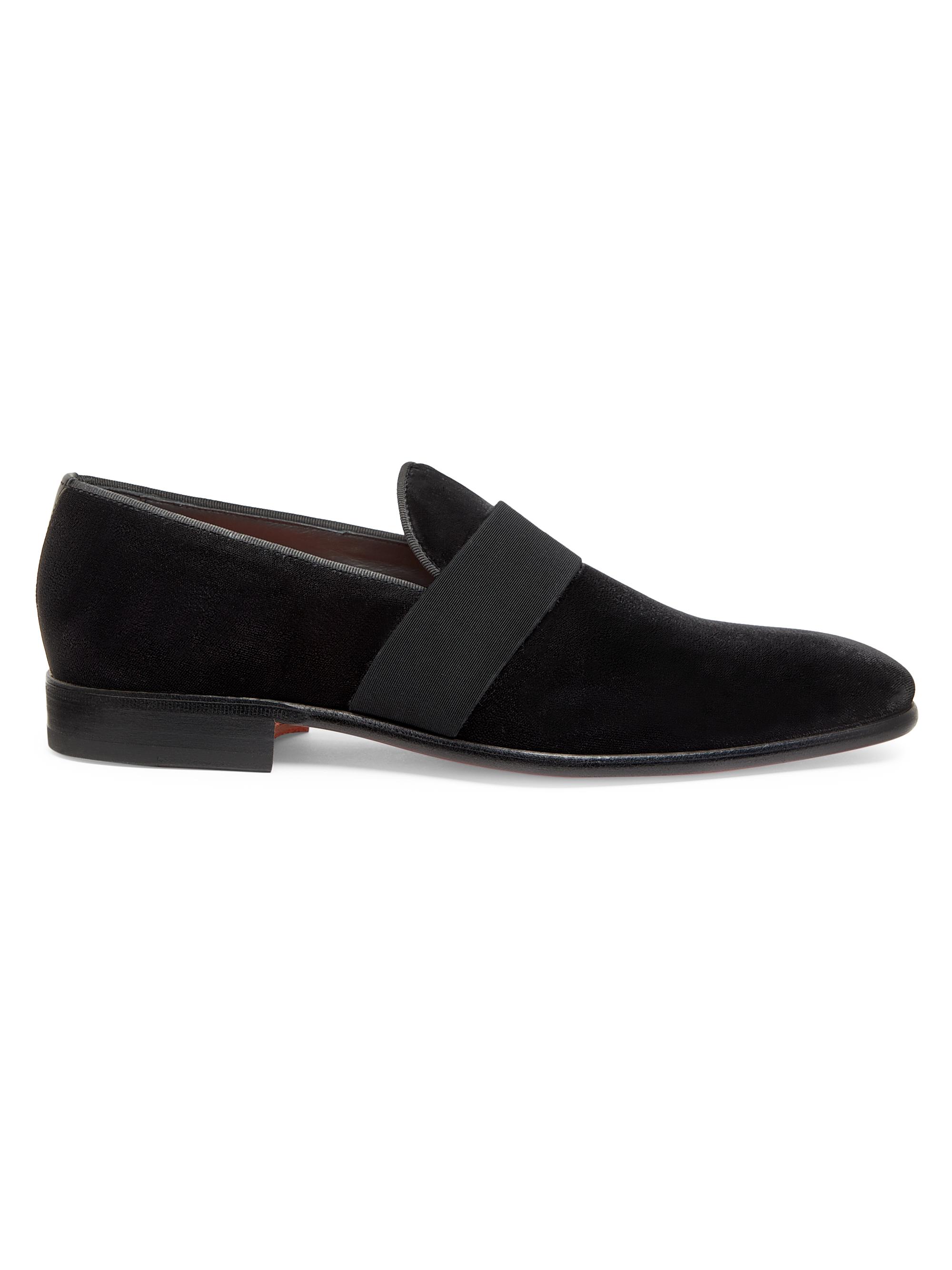 Santoni Men's Isomer Velvet Loafers - Black