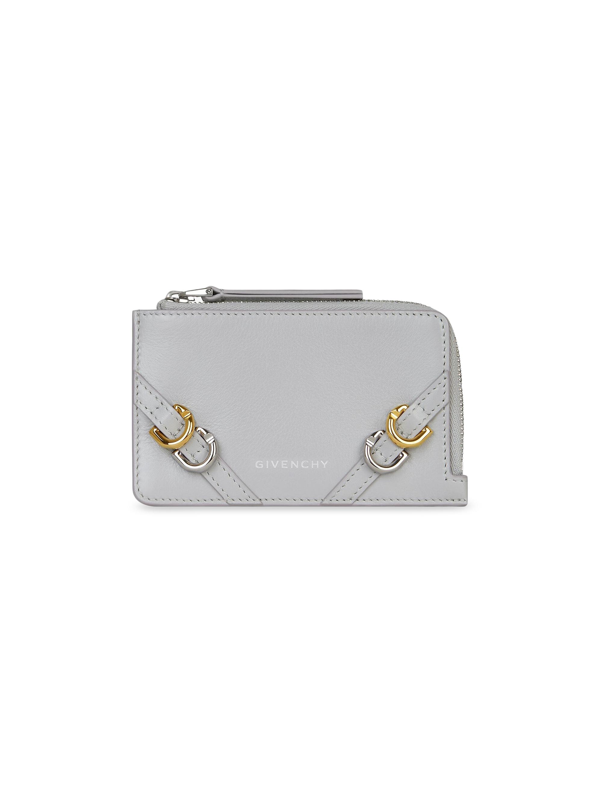 Givenchy Women's Voyou Zipped Card Holder In Leather - Light Grey