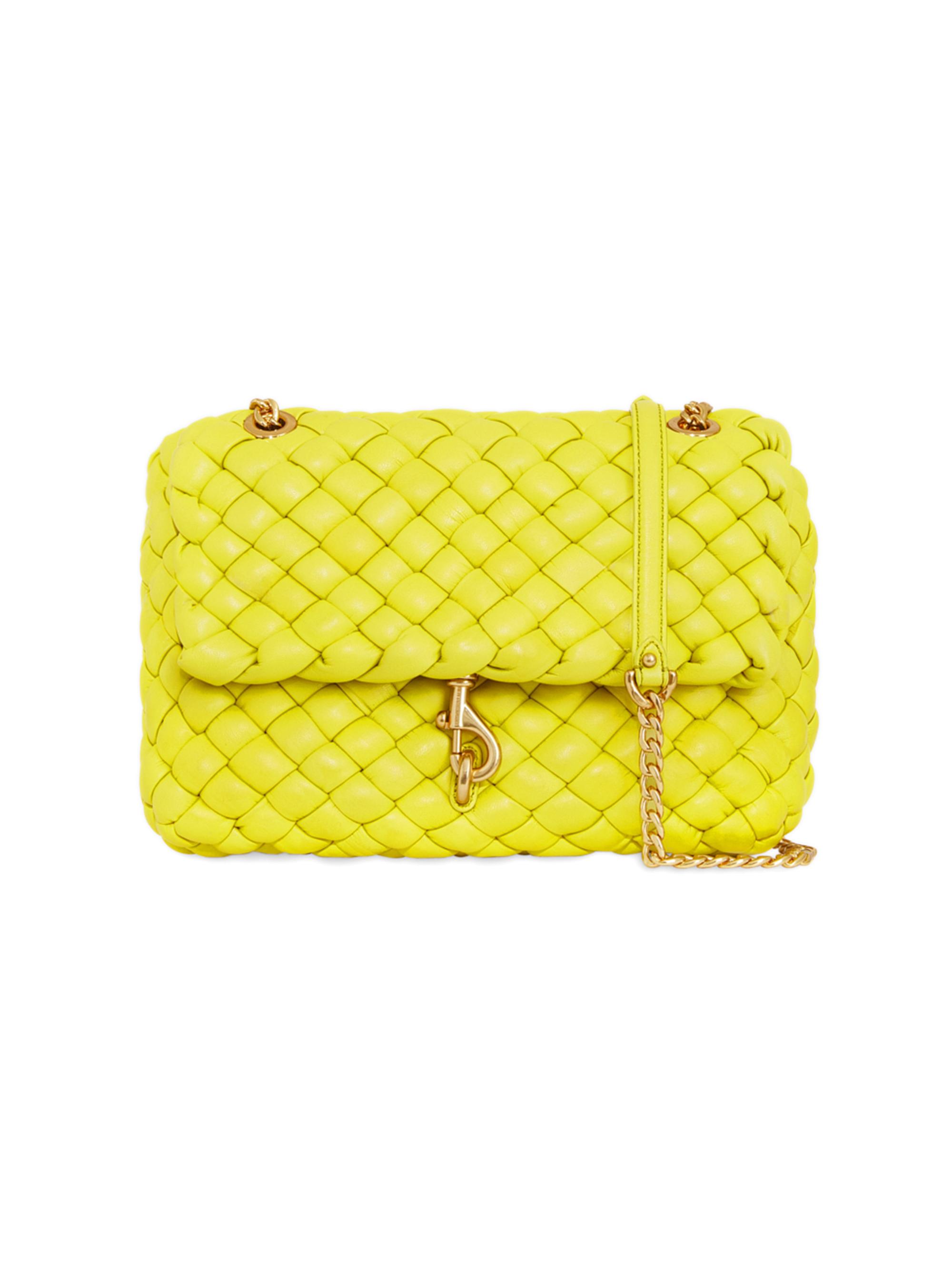 Rebecca Minkoff Women's Edie Woven Leather Shoulder Bag - Citron