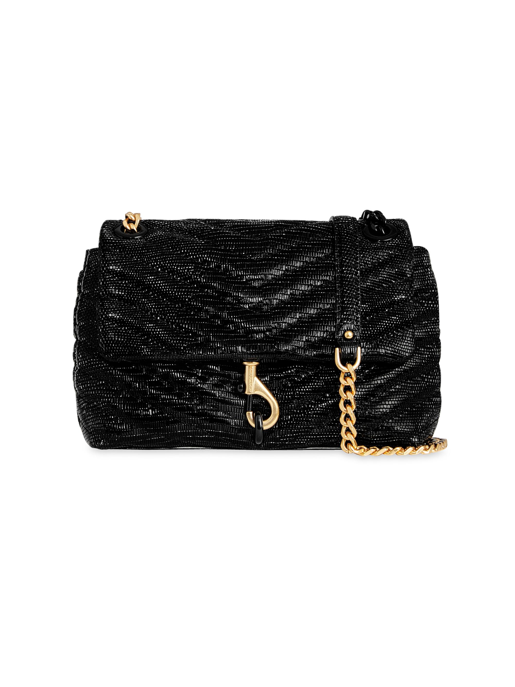 Rebecca Minkoff Women's Edie Embossed Leather Crossbody Bag - Black