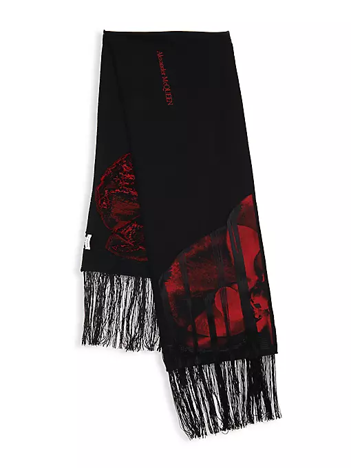 Alexander McQueen - Orchid Monarch Long Fringed Scarf