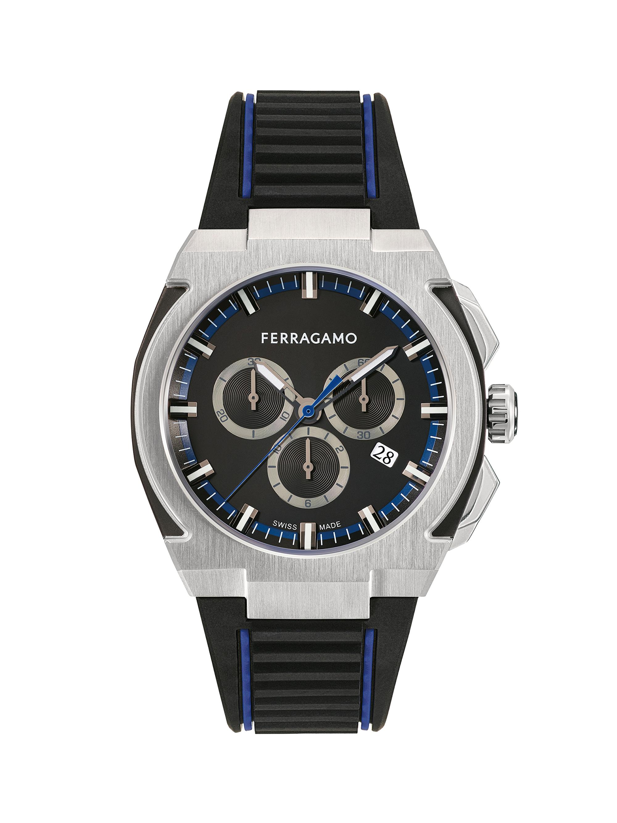 FERRAGAMO Men's  Edge Chronograph Stainless Steel & Polyurethane Strap Watch/43MM - Stainless Steel