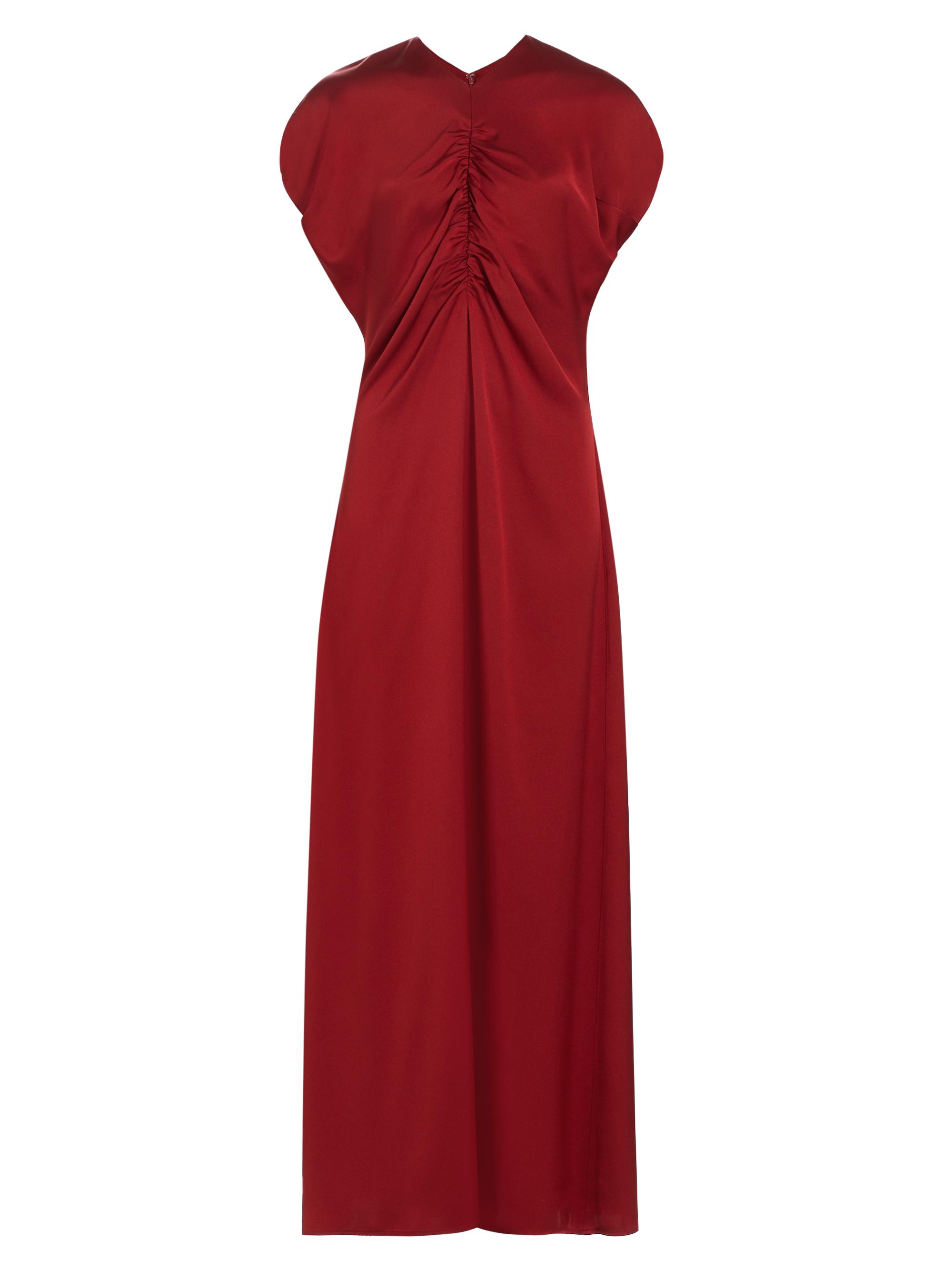 anOnlyChild Women's Maria Silk Ruched Maxi Dress - Cardinal