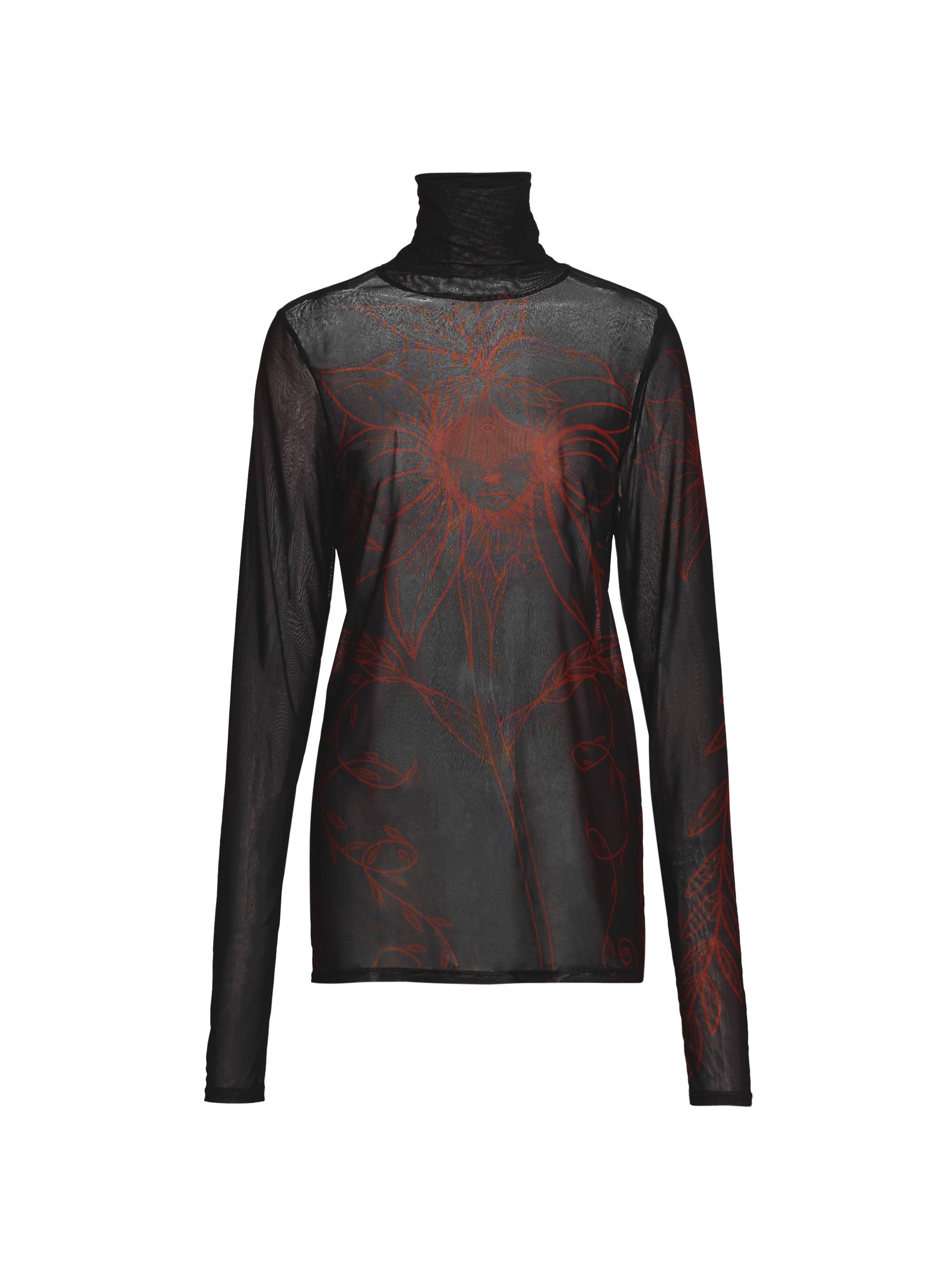 House of Aama Women's Prelude: Aama Tales Mesh Turtleneck Top - Deep Black