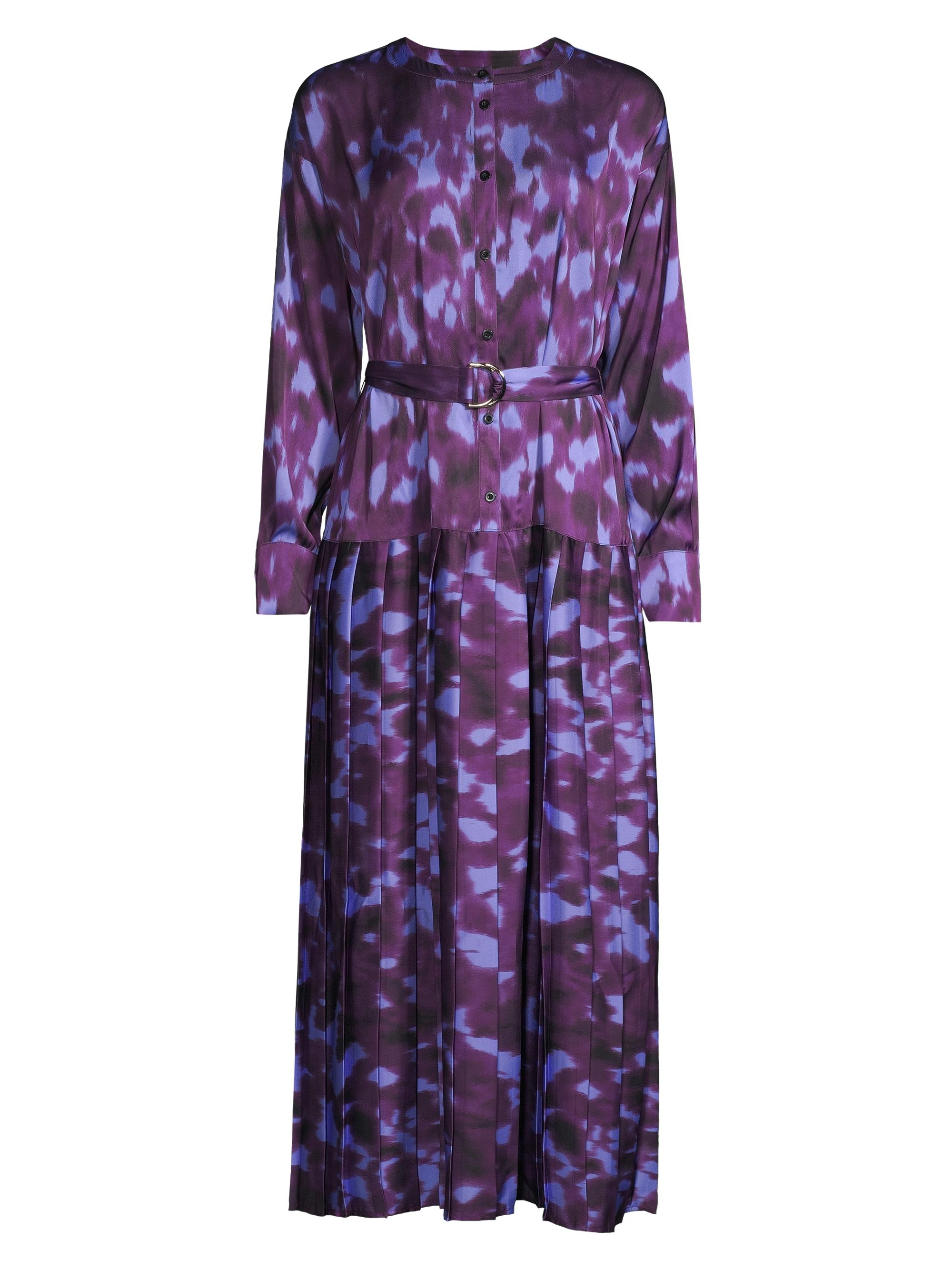 Misook Women's Abstract-Print Crêpe De Chine Pleated Midi-Dress