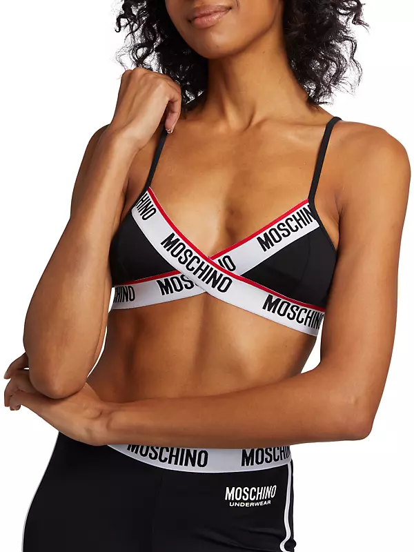Moschino Logo-tape Sports Bra in Gray