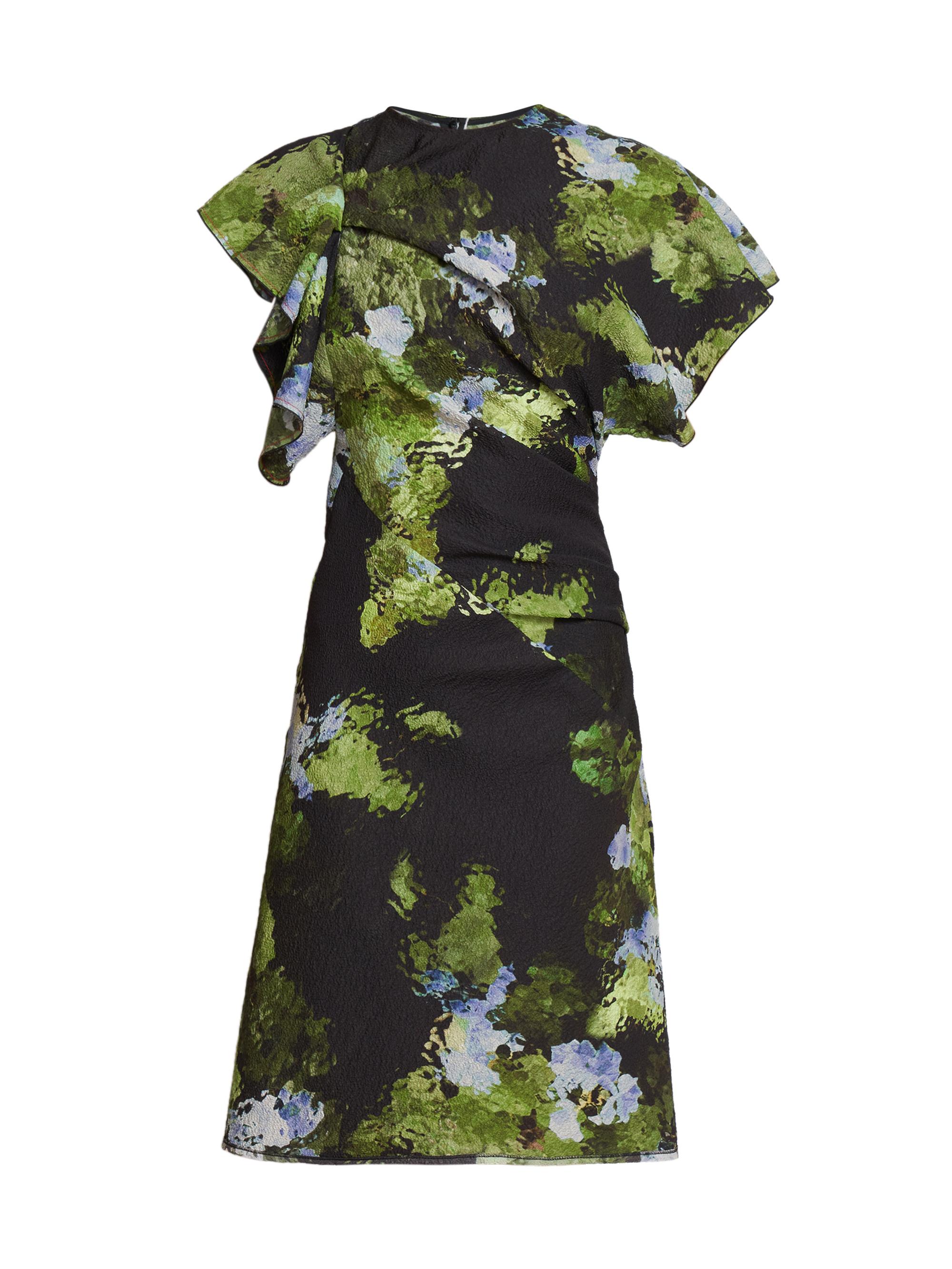 Victoria Beckham Women's Cloque Floral Midi-Dress - Black Frost
