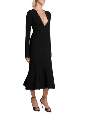 Shop Victoria Beckham Crepe Long Sleeve Midi-Dress | Saks Fifth Avenue