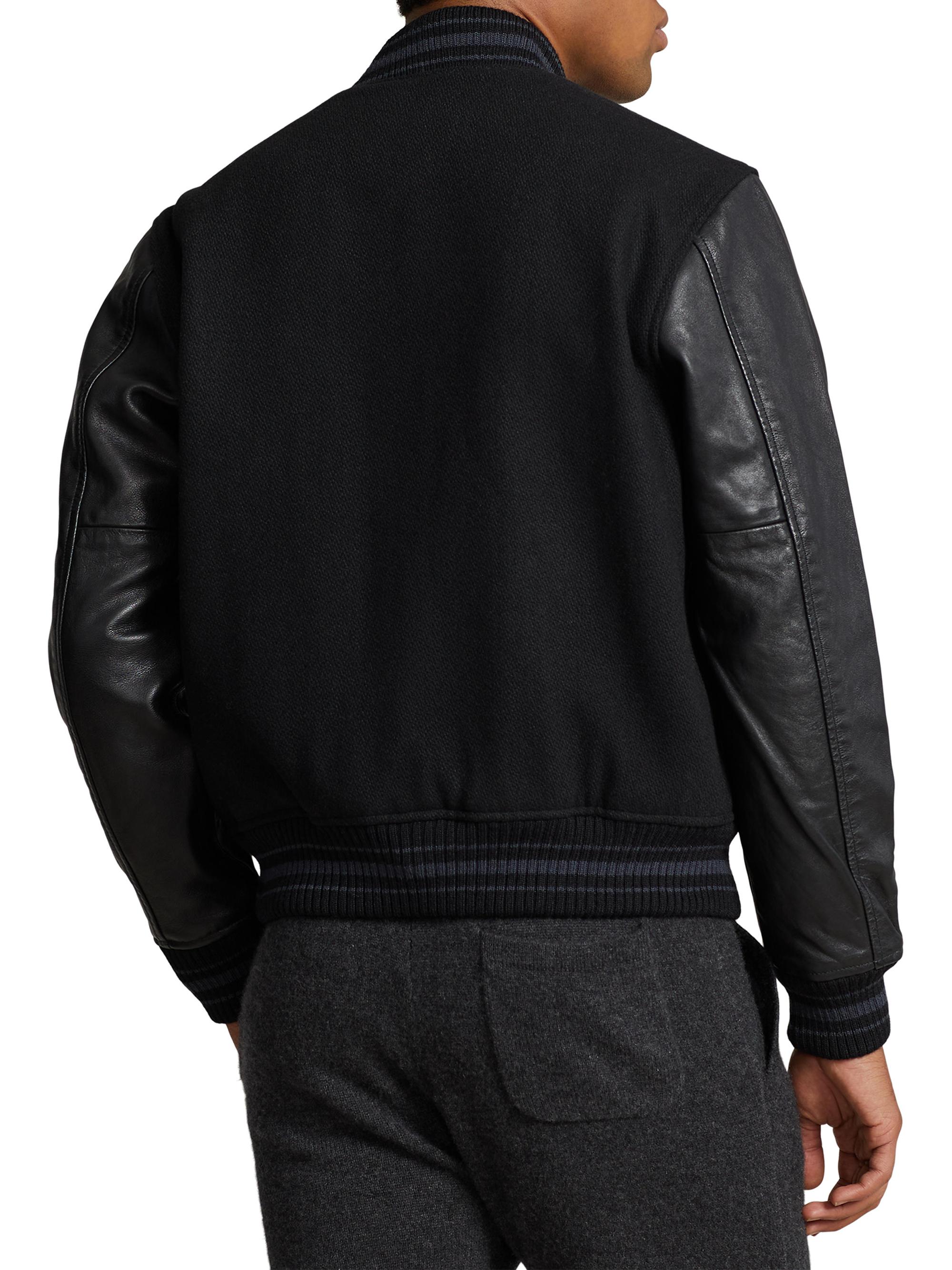 Wool-Blend Varsity Bomber Jacket