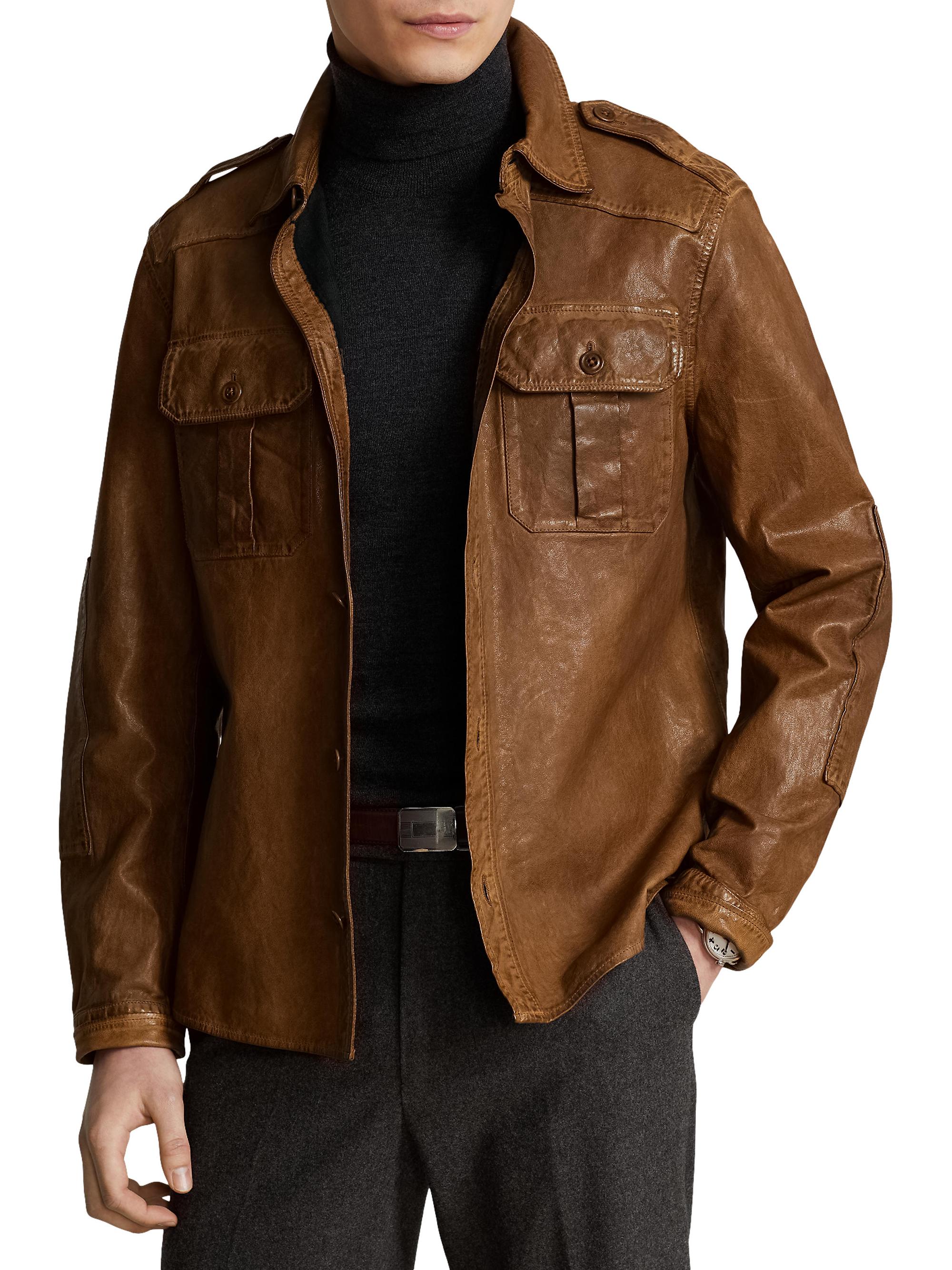 Polo Ralph Lauren Leather Jacket 刺繍なし Polo Ralph Lauren Leather Jacket | Black | FARFETCH