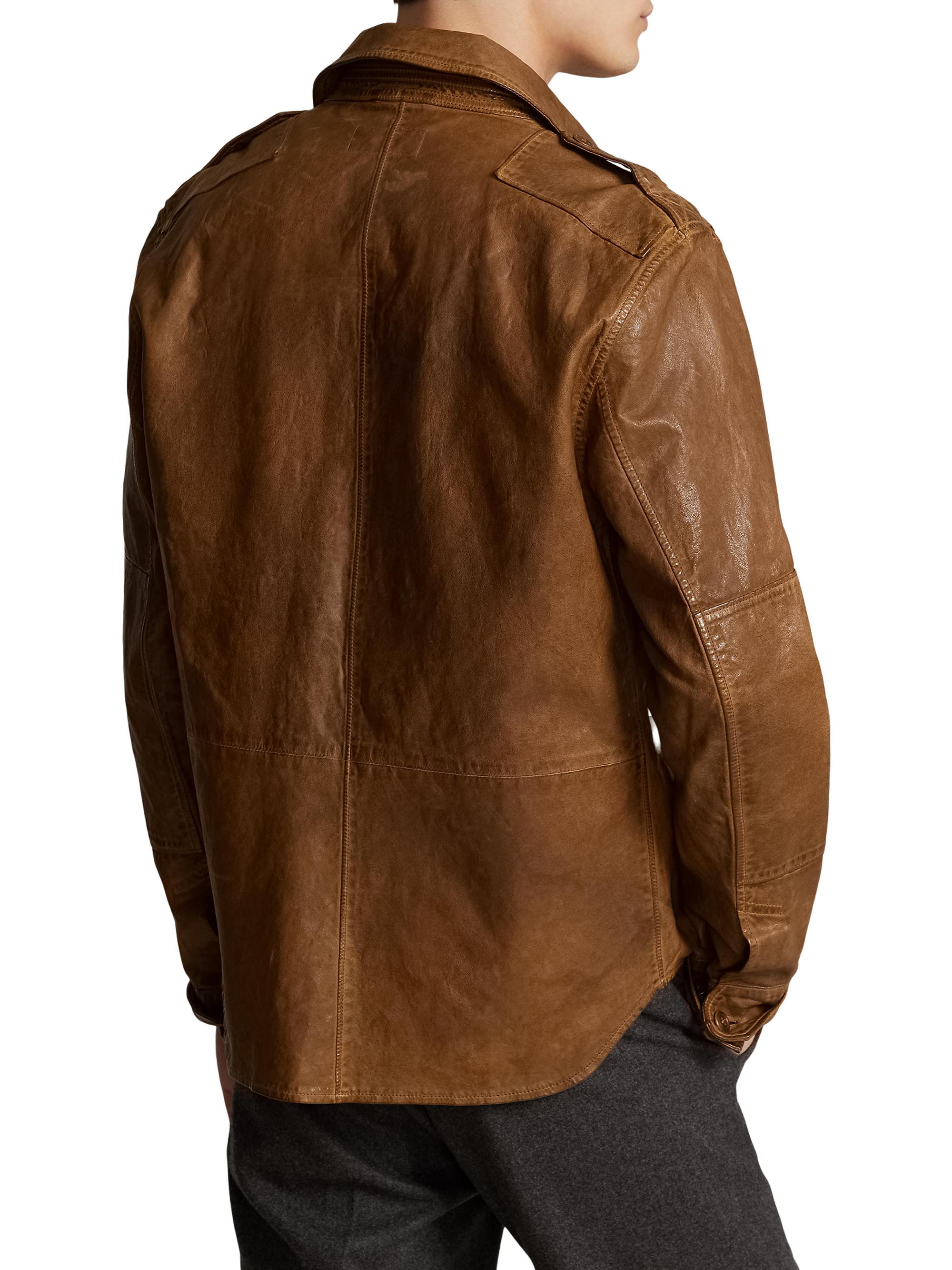 Polo Ralph Lauren Leather Utility Shirt Jacket | Saks Fifth Avenue