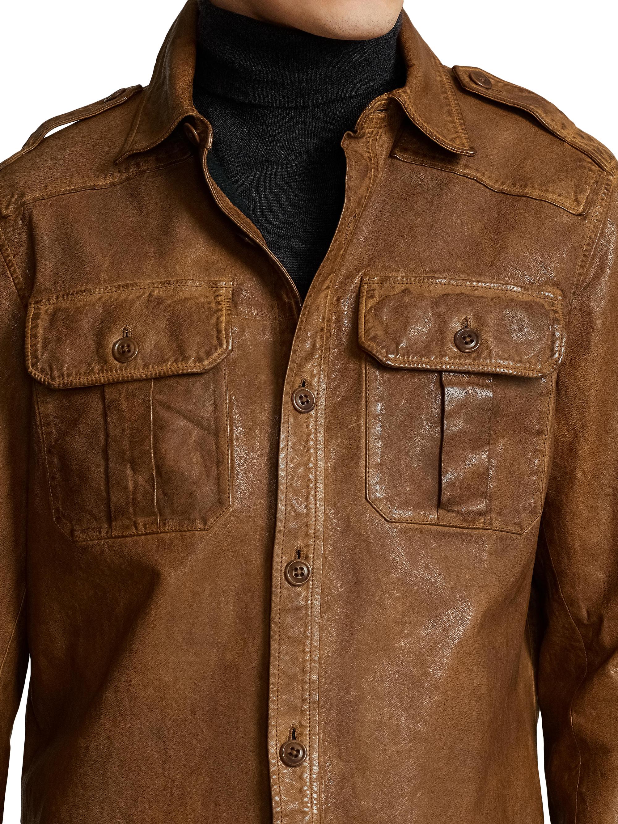 Polo Ralph Lauren Leather Jacket 刺繍なし VTG) POLO RALPH LAUREN GENUINE LEATHER JACKET EMBROIDERED