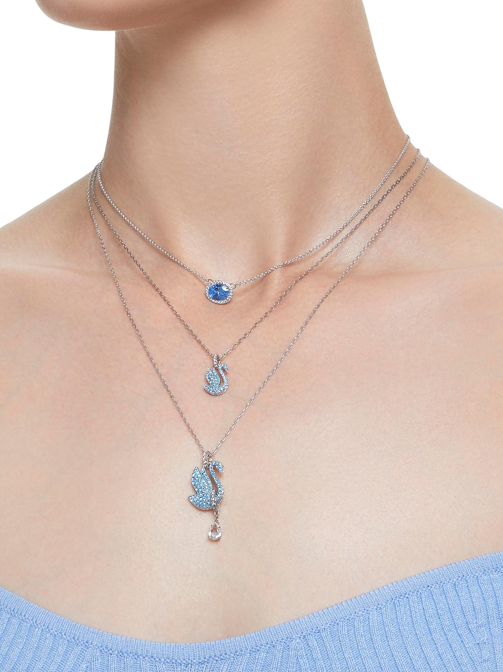 Swarovski Swan Rhodium-Plated & Crystal Swan Pendant Necklace