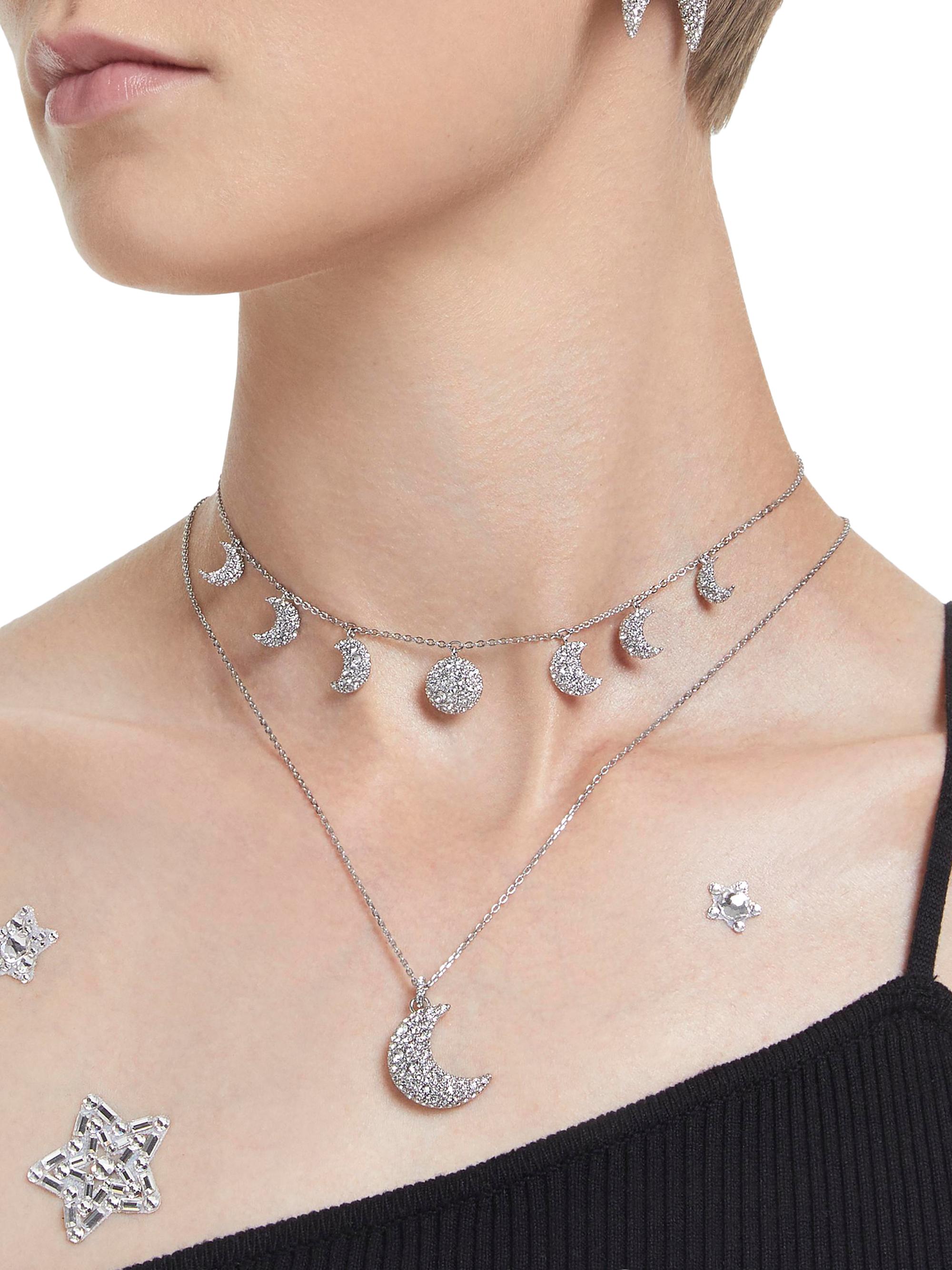 極美品　SWAROVSKI sublima LUNA 三日月ネックレス　シルバー Swarovski Sublima Rhodium-Plated & Swarovski Crystal Crescent Moon