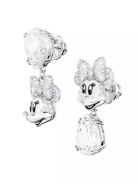  Swarovski Disney100 Asymmetrical Drop Earrings, Minnie Mouse  Motif with Clear Pear-Cut Stones in a Rhodium Finished Setting, Part of the  Swarovski Disney100 Collection: Clothing, Shoes & Jewelry