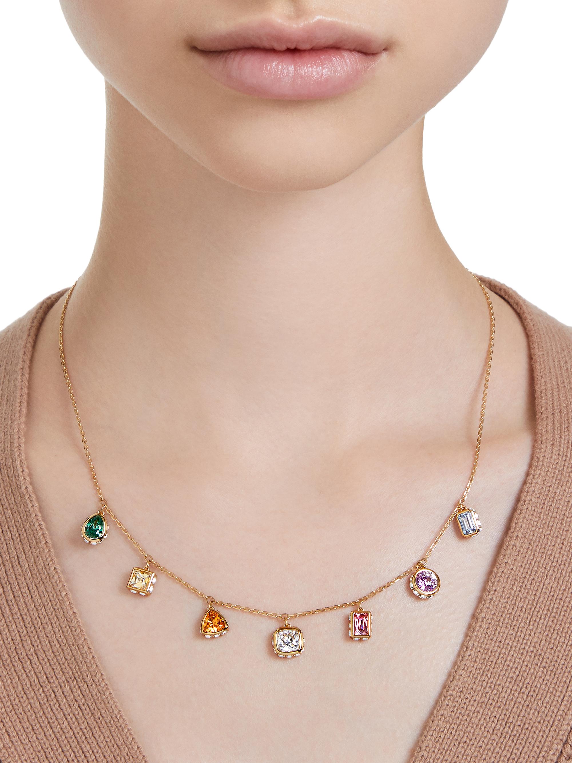 Swarovski Chroma Goldtone & Crystal Mixed Cuts Droplet