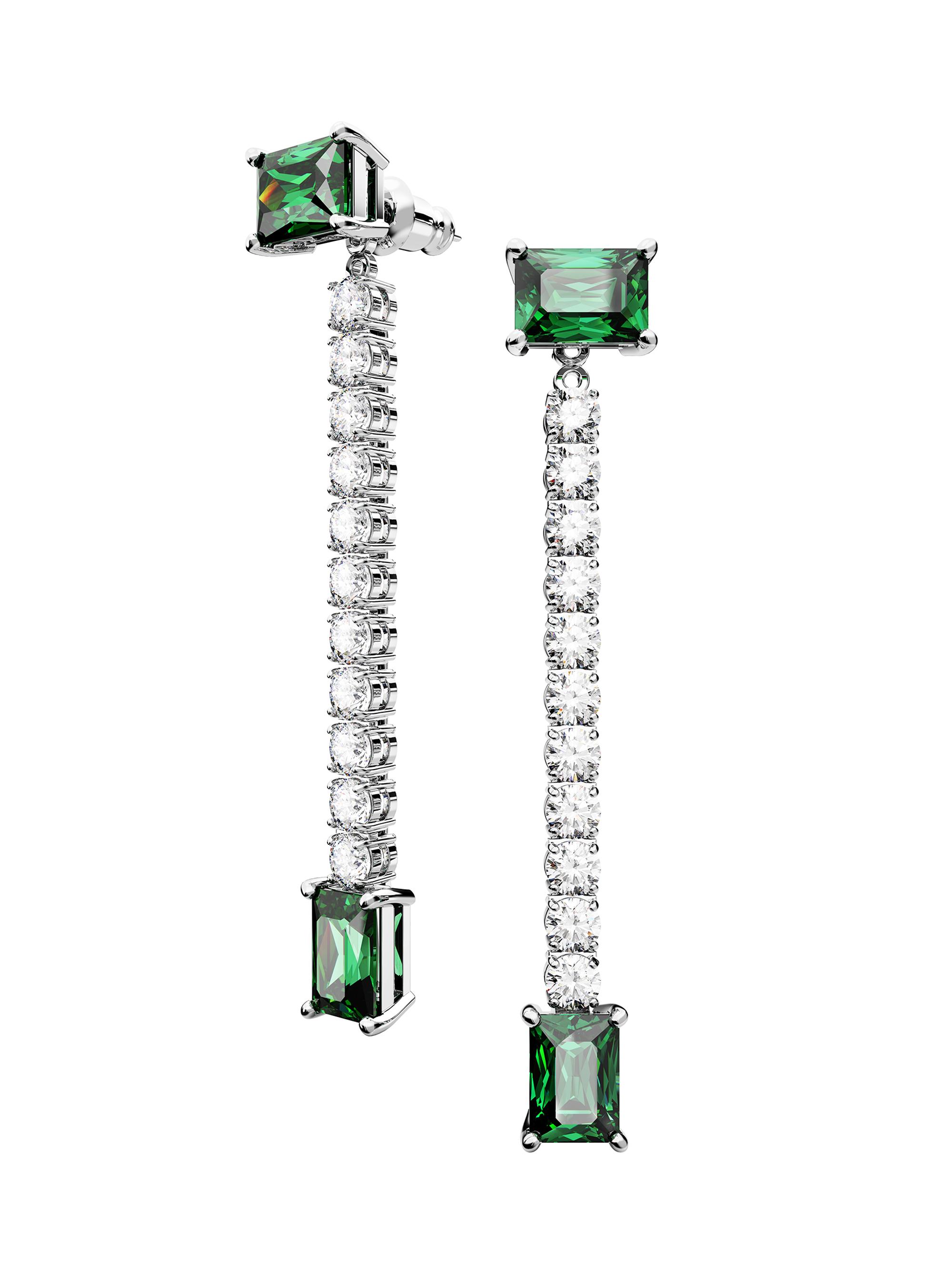 Swarovski Women's Matrix Rhodium-Plated & Crystal Drop Earrings - Green