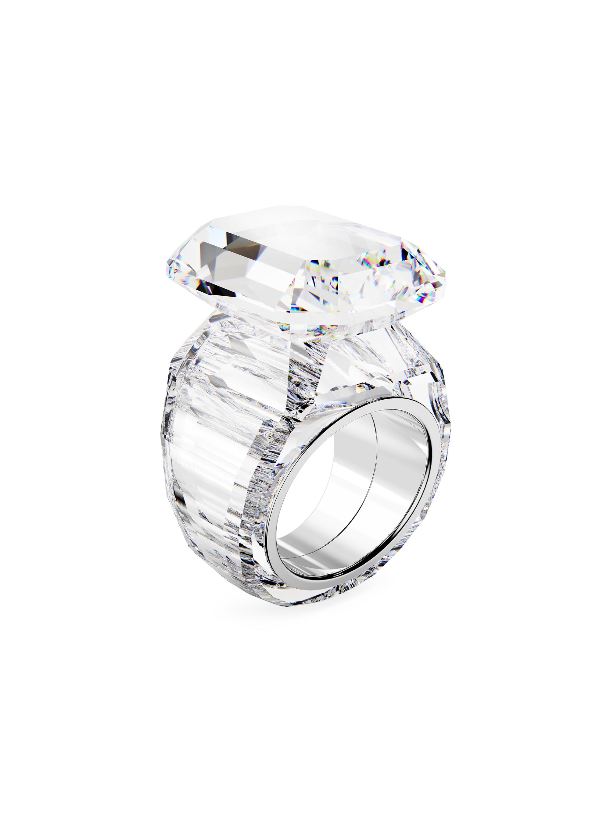 Swarovski Lucent Rhodium-Plated & Swarovski Crystal Cocktail Ring ...